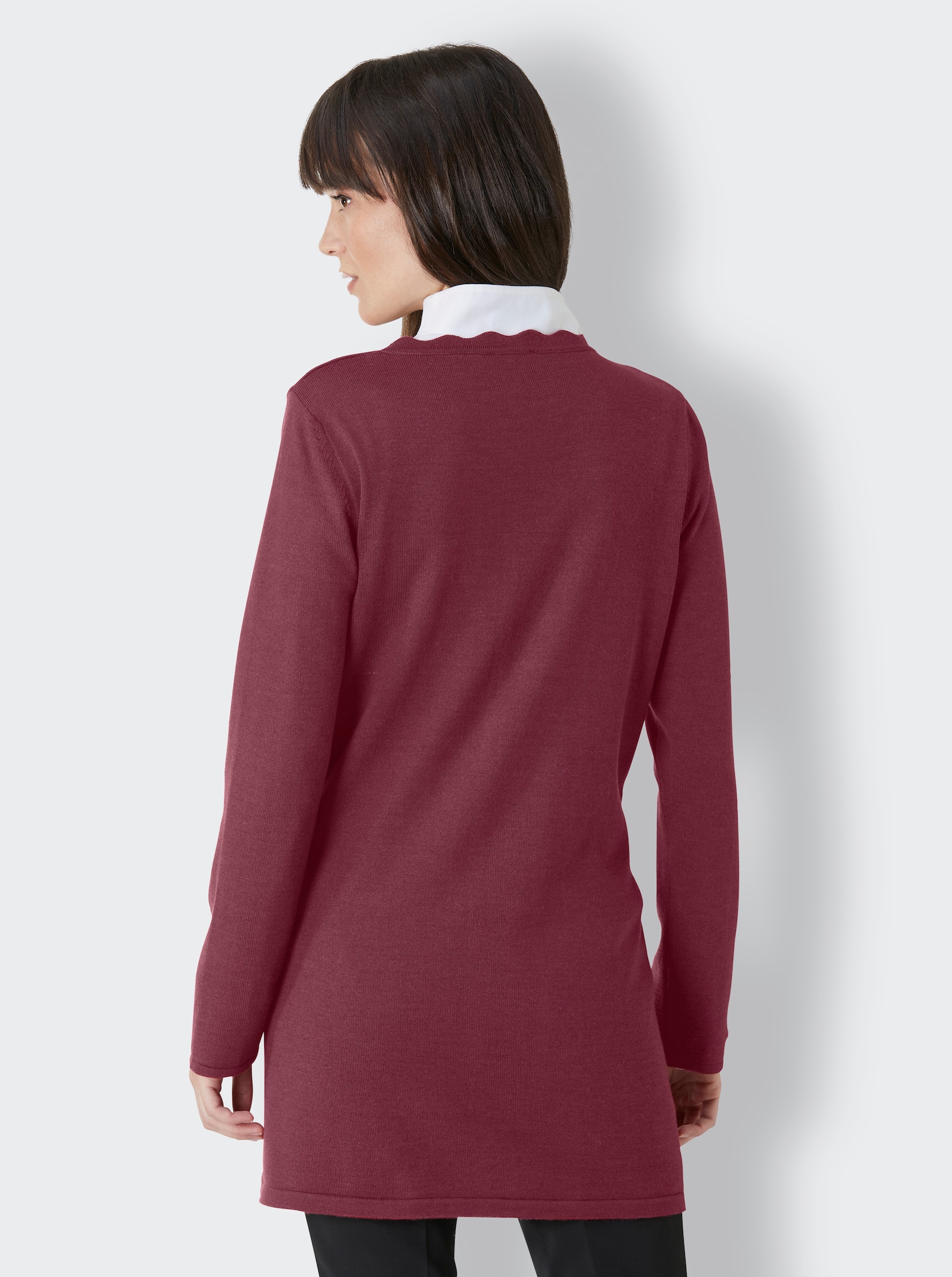 CREATION L PREMIUM Longstrickjacke in Merino-Seiden-Mischung - bordeaux