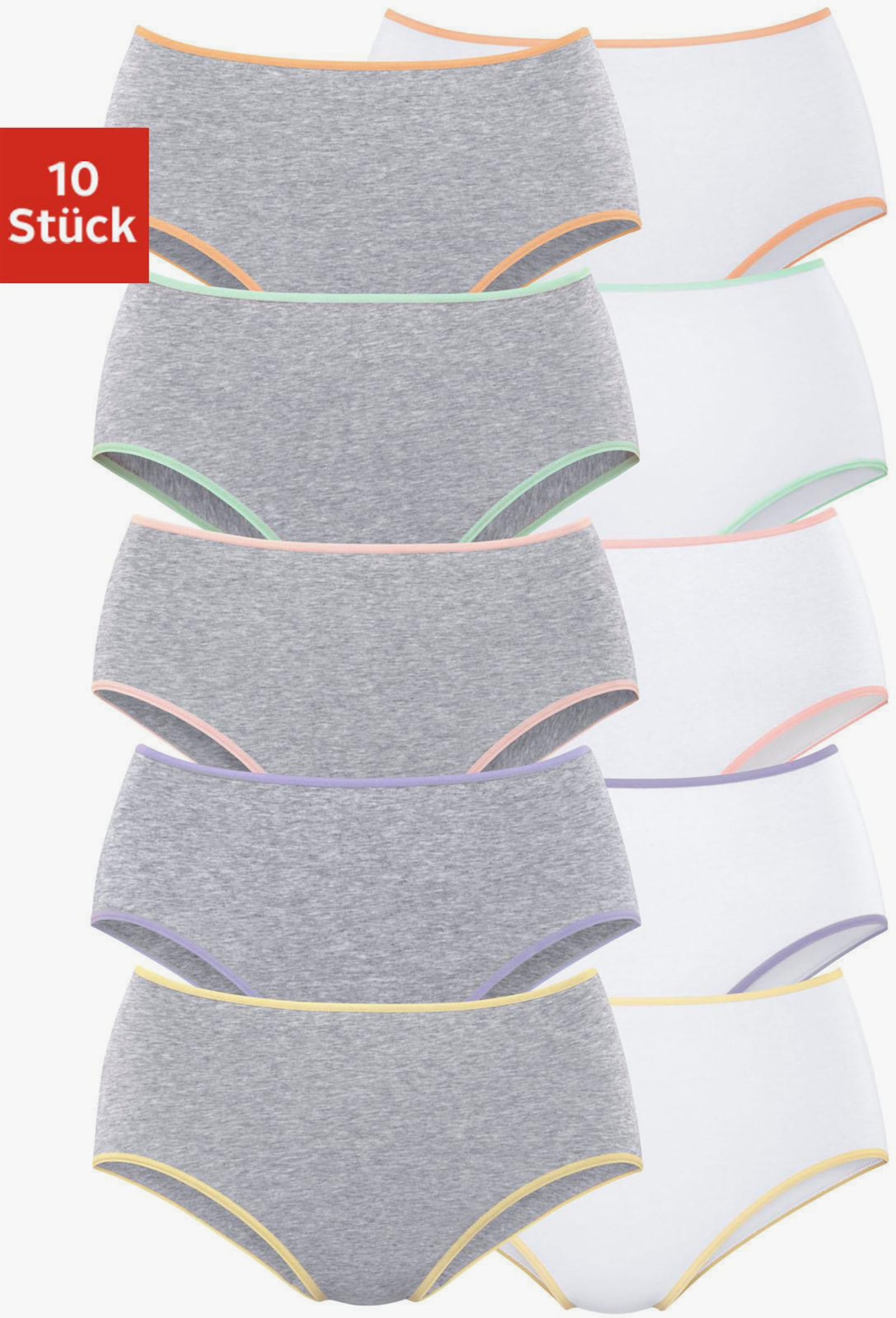 petite fleur Hüftslip - grau-meliert, weiß