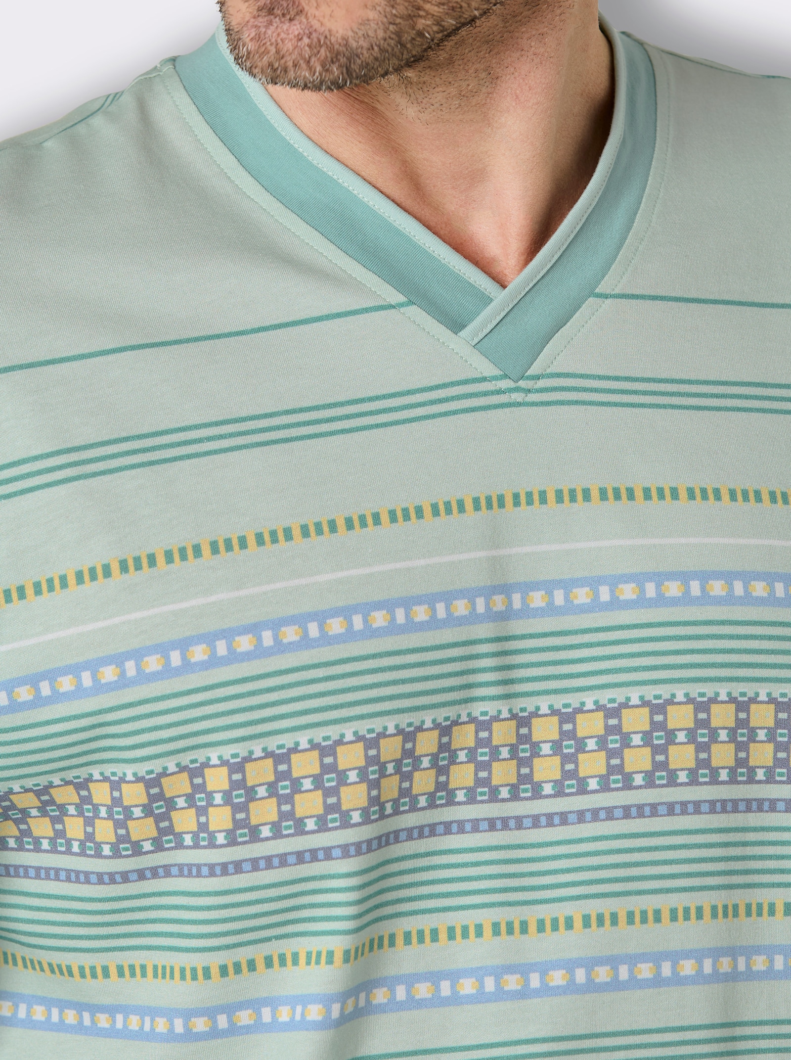 wäschepur men Schlafanzug - salbei-zartmint-bedruckt