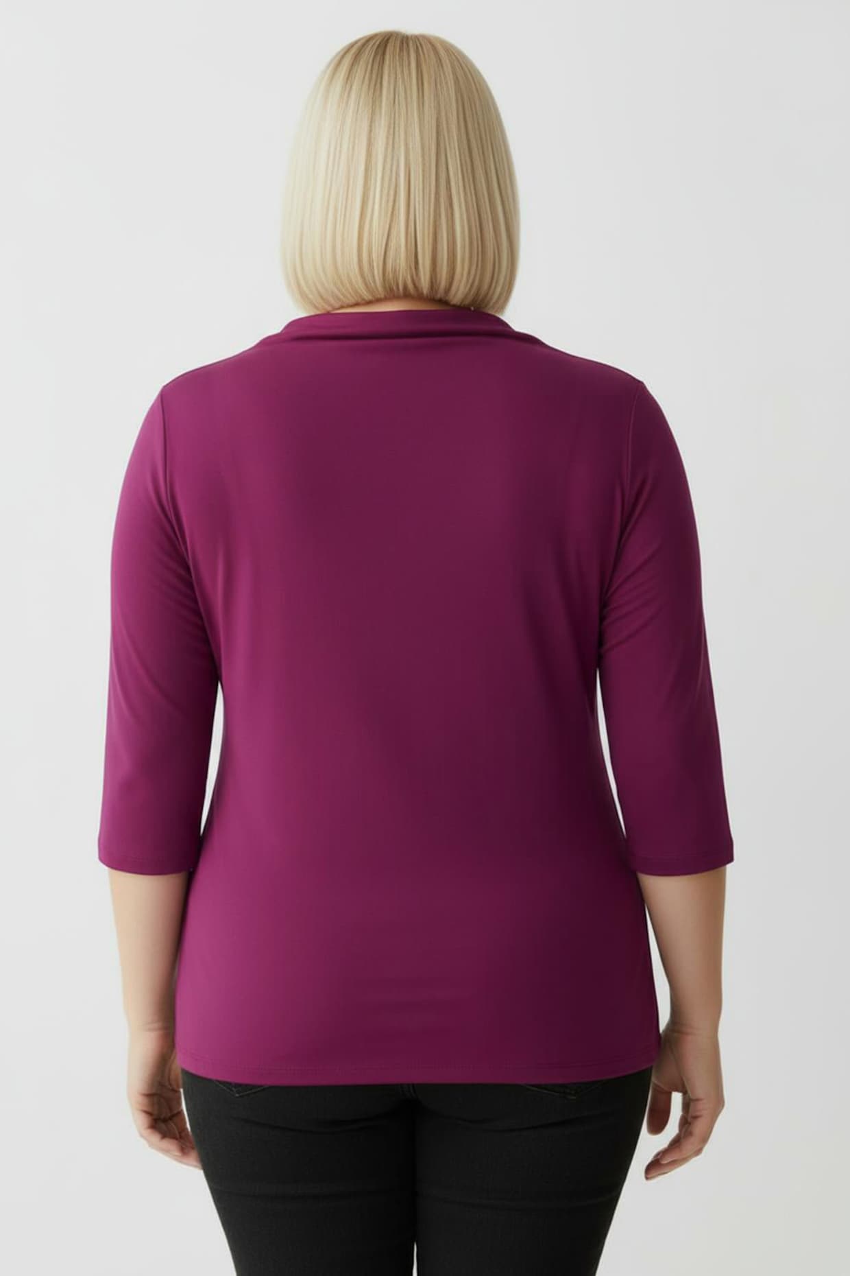 Wasserfallshirt mit 3/4-langen Ärmeln - magenta