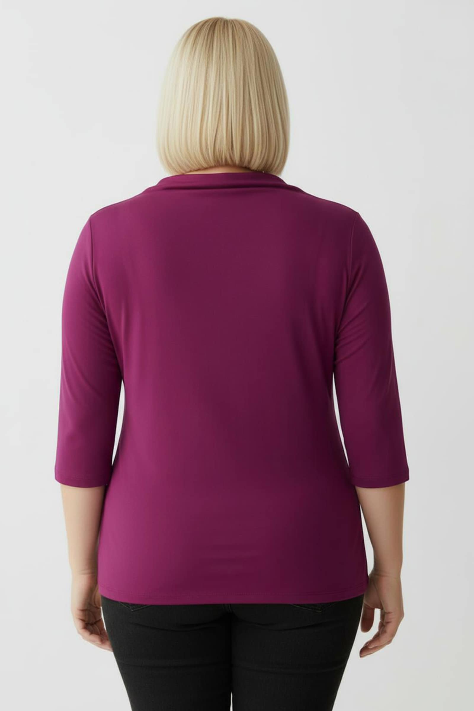 Wasserfallshirt mit 3/4-langen Ärmeln - magenta