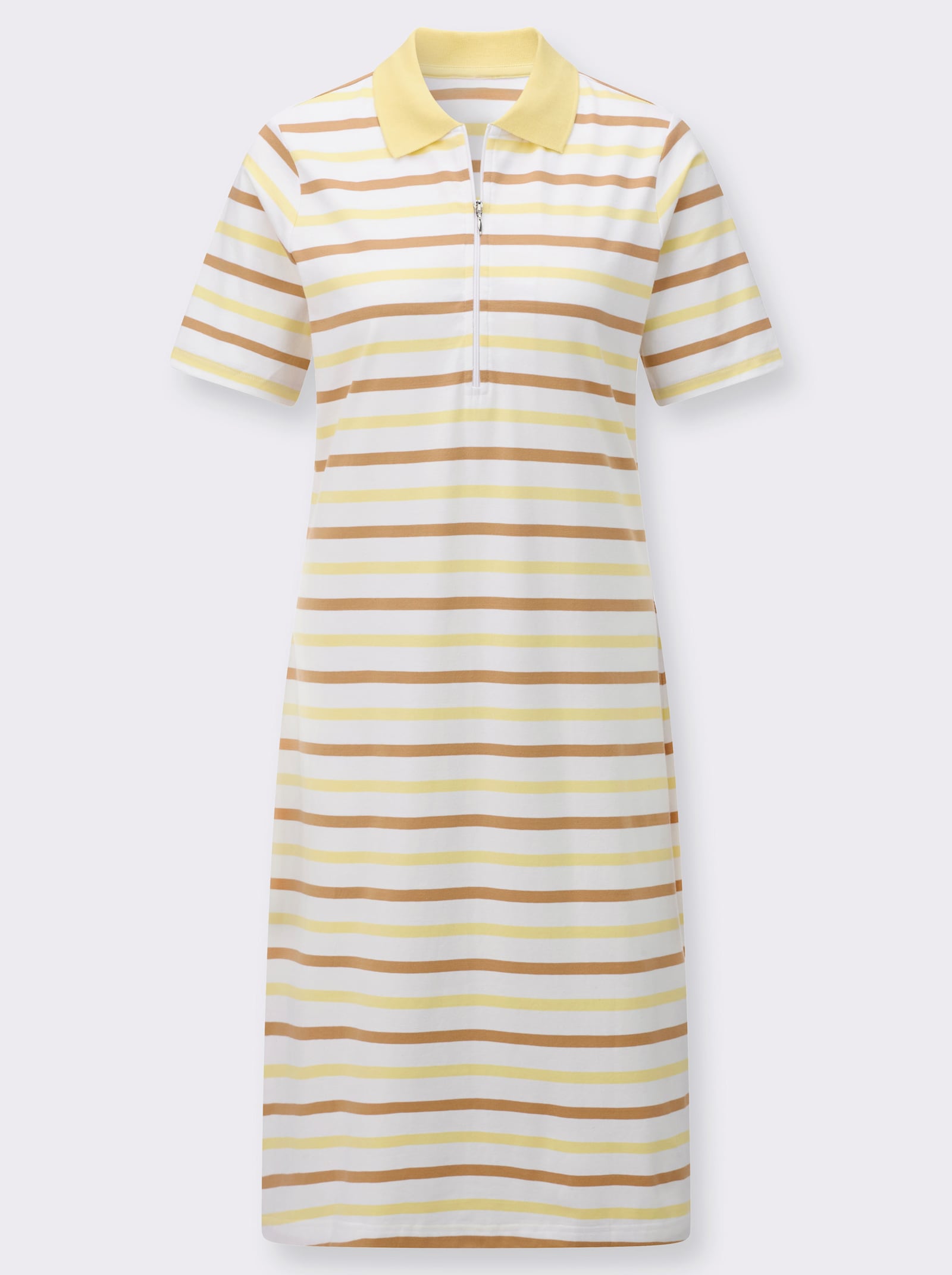 Polokleid im garngefärbten Ringel-Dessin - zitrone-camel-geringelt