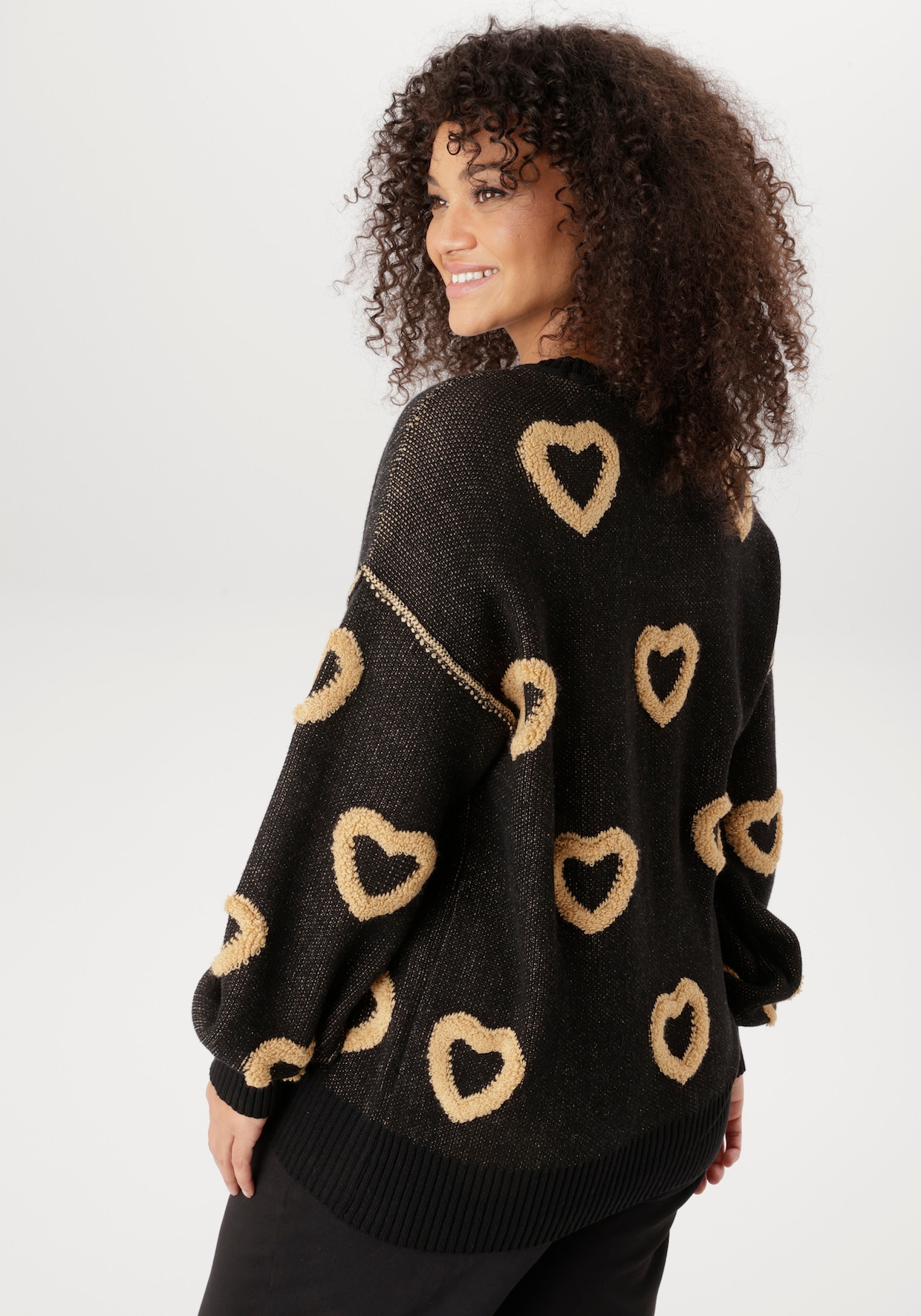 Aniston PLUS Strickpullover - schwarz-beige