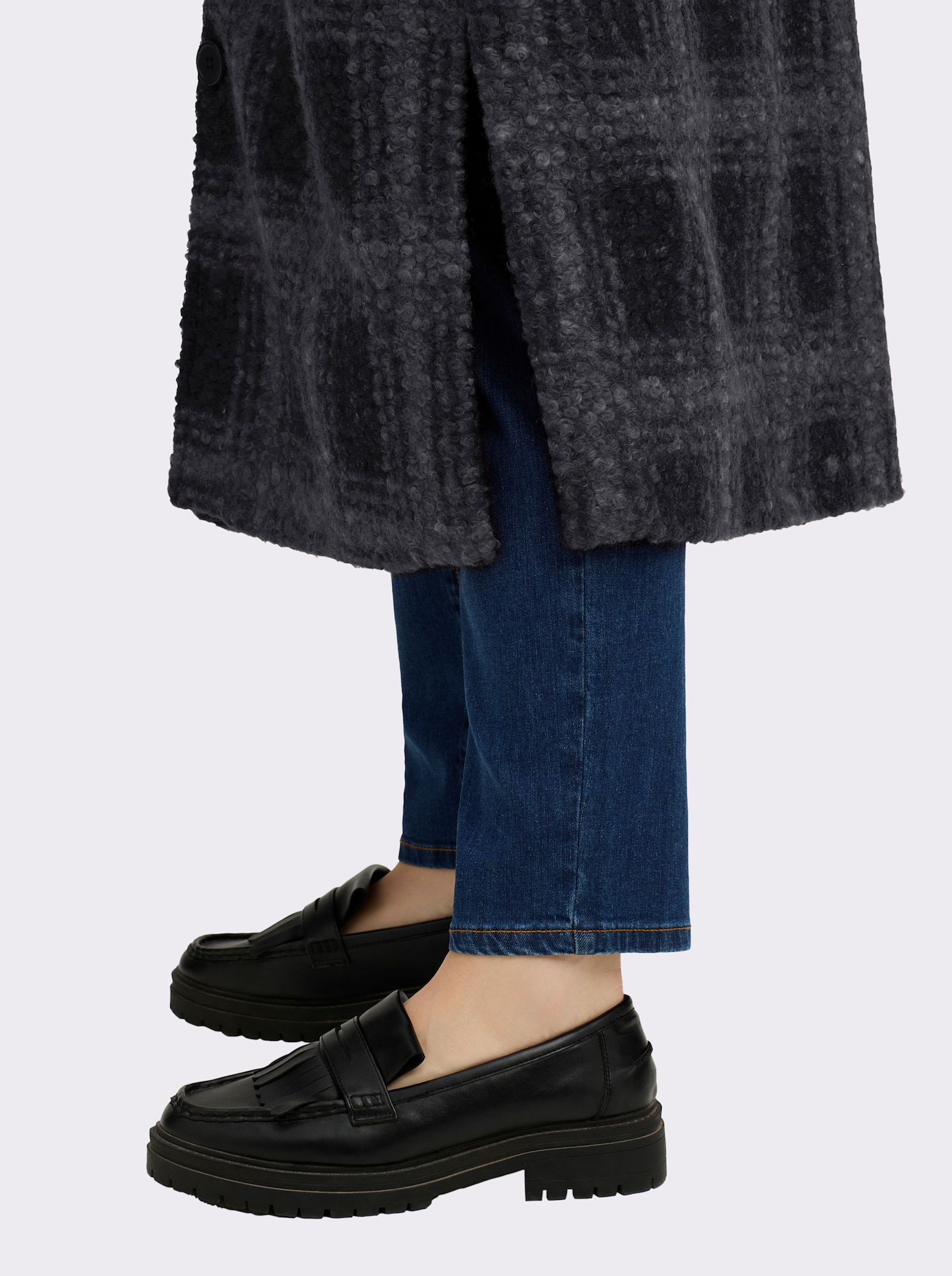 sheego Wintermantel mit Karomuster - schwarz-graphit-gemustert