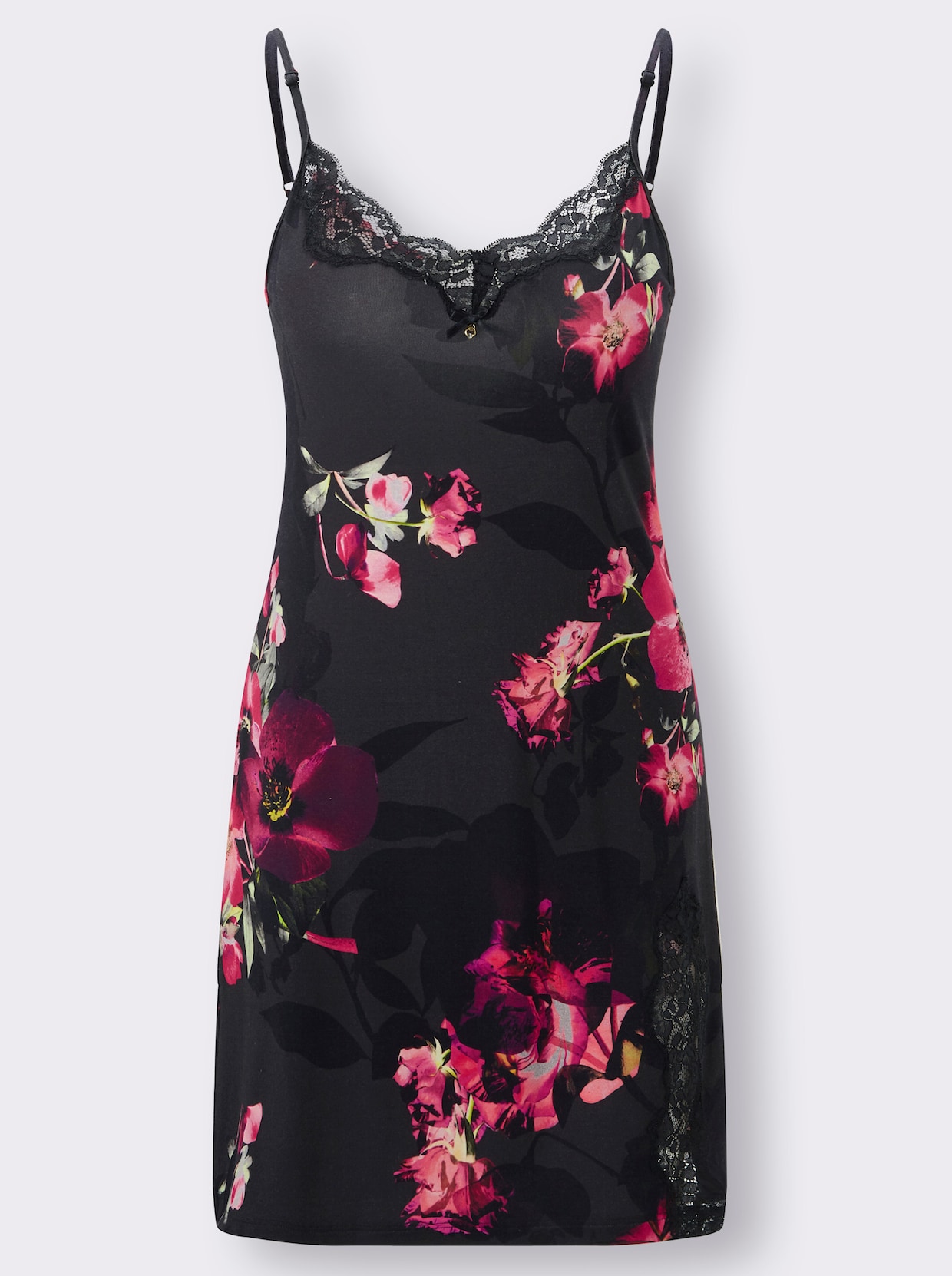 Cybele Chemise de nuit - noir motif à fleurs