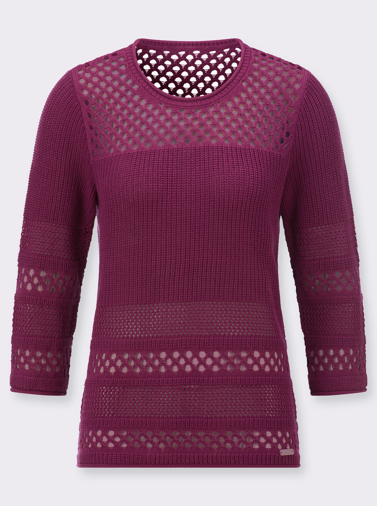 Ajourpullover mit Rollkanten - malve