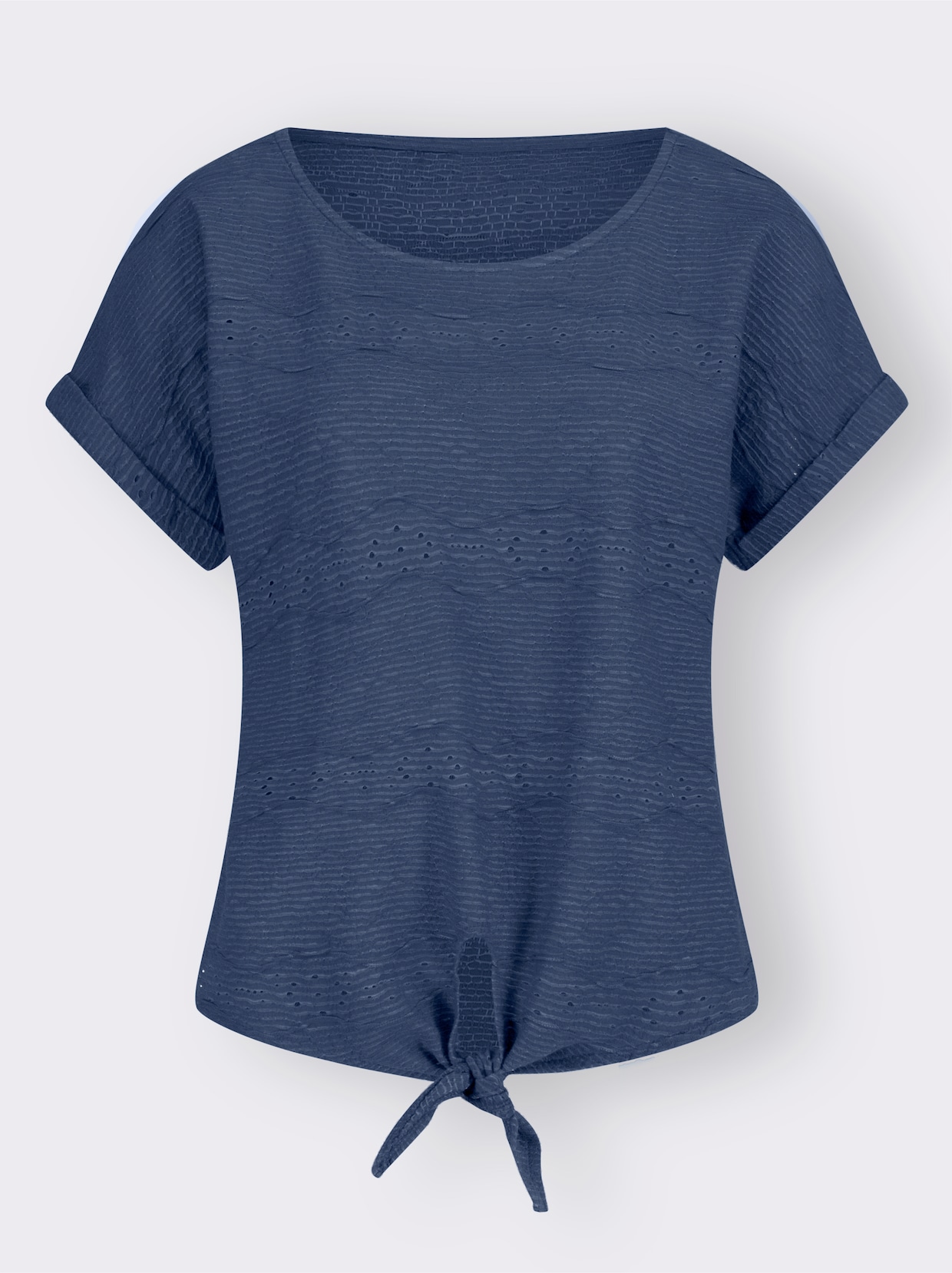 Shirt met ronde hals - jeansblauw