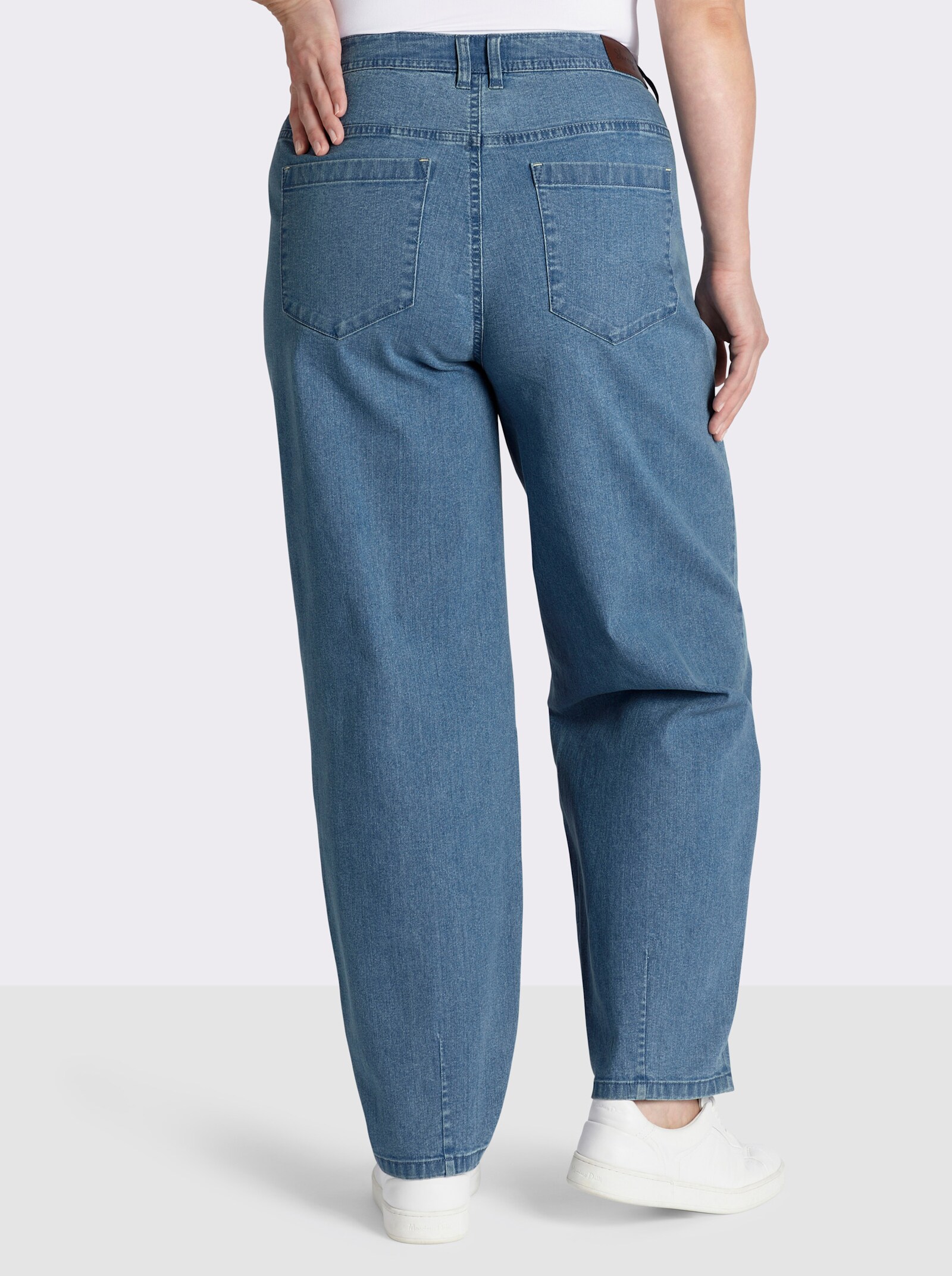 sheego 5-Pocket-Jeans mit Barrel-Leg - blue-bleached