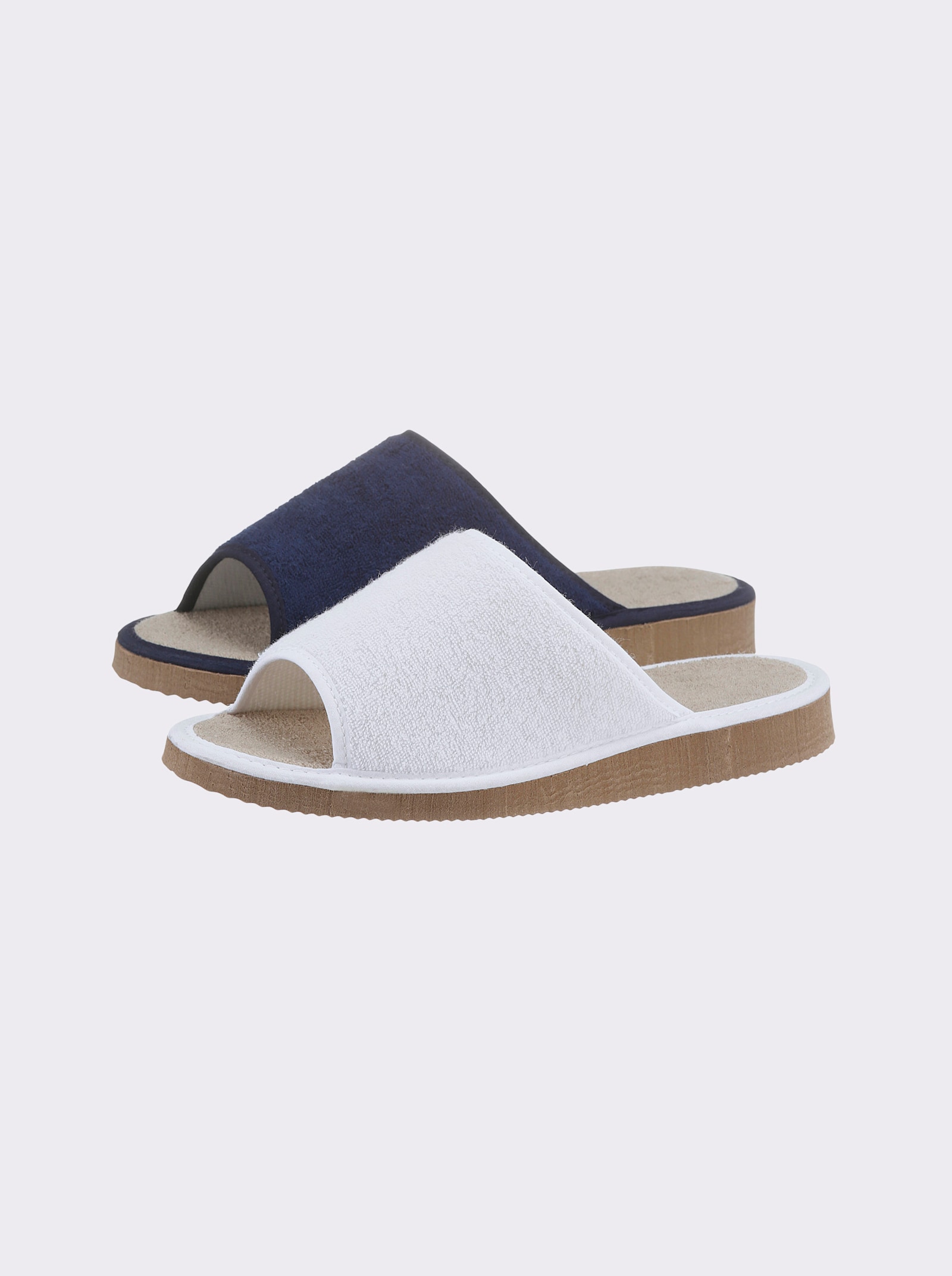 Pantoffel - weiss + marine