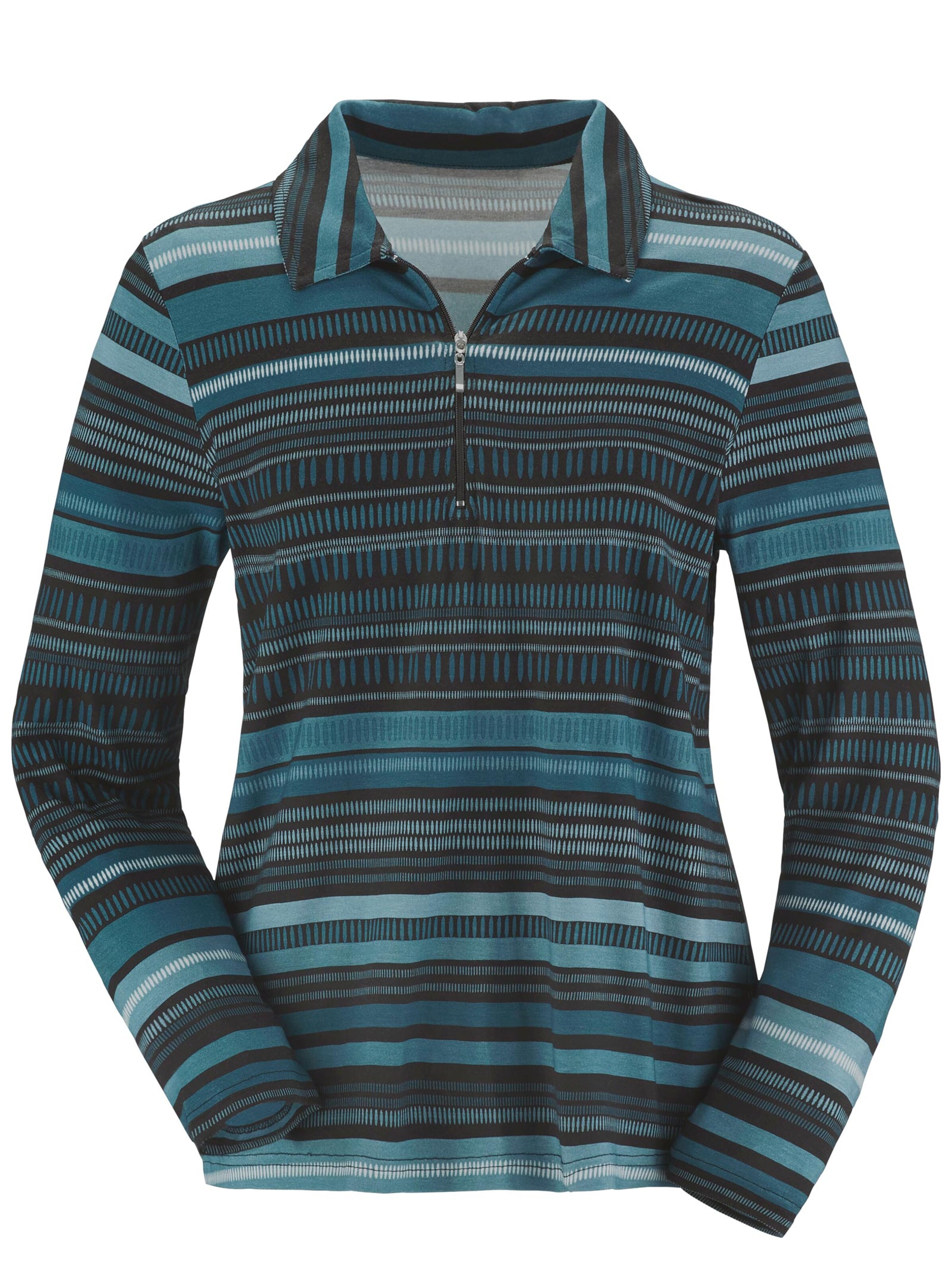 Collection L Poloshirt - petrol-geringelt