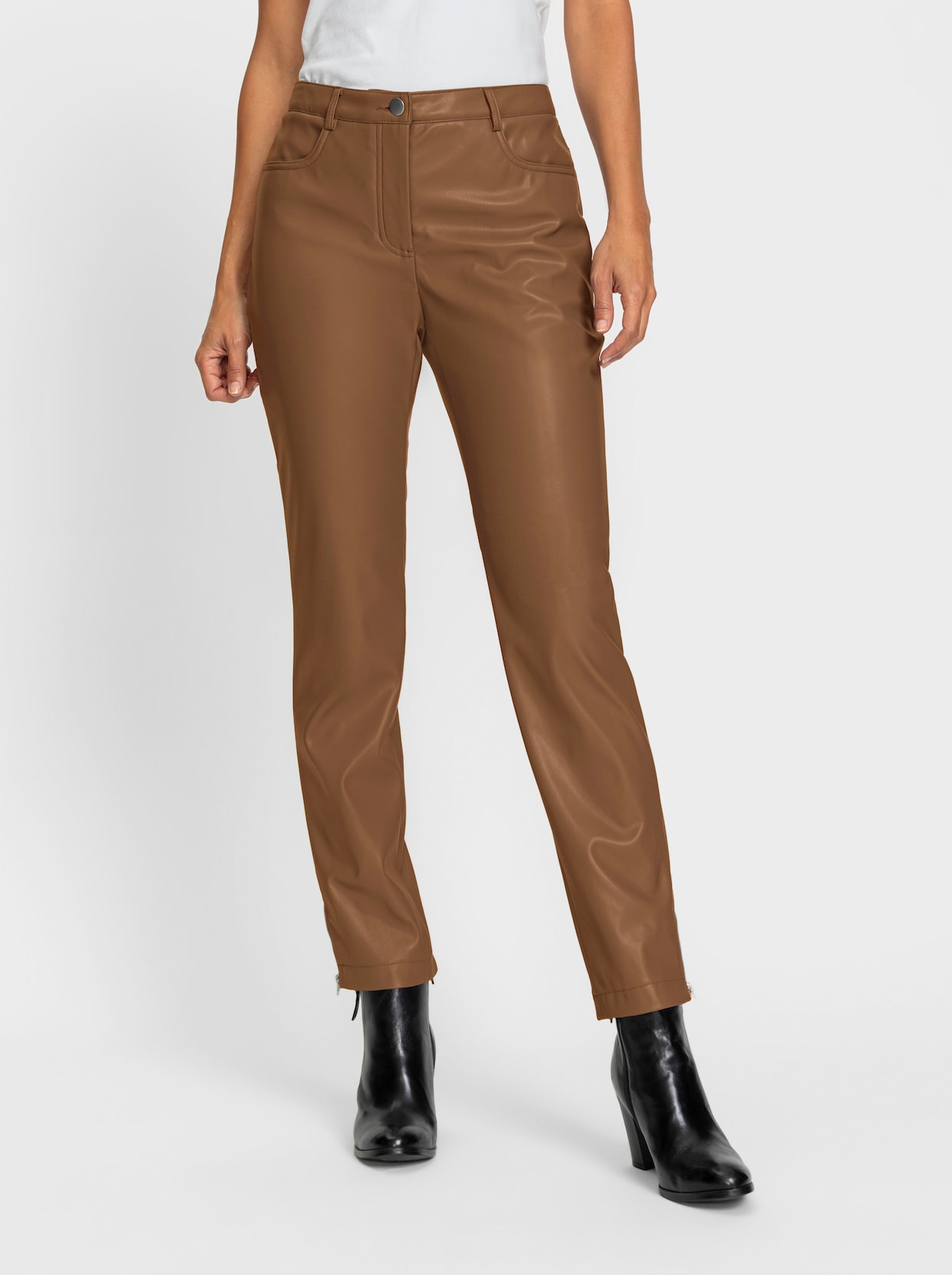 Pantalon en imitation cuir - marron