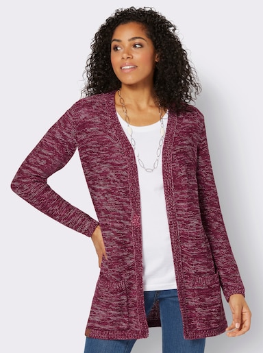 Strickjacke in Longform, meliert - bordeaux-meliert