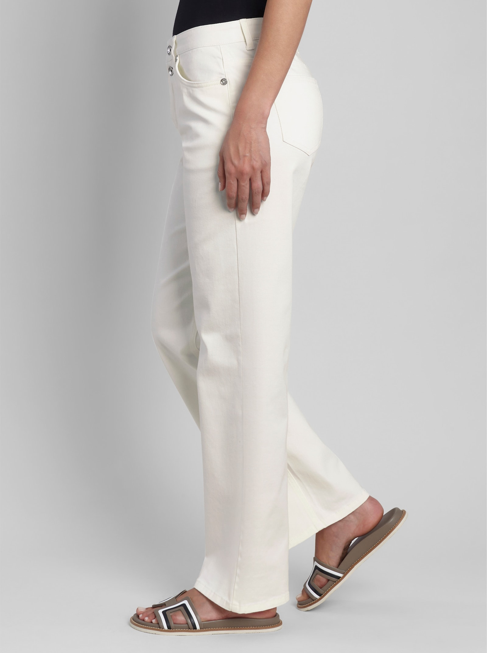 heine 5-Pocket-Jeans mit Ziernieten - ecru