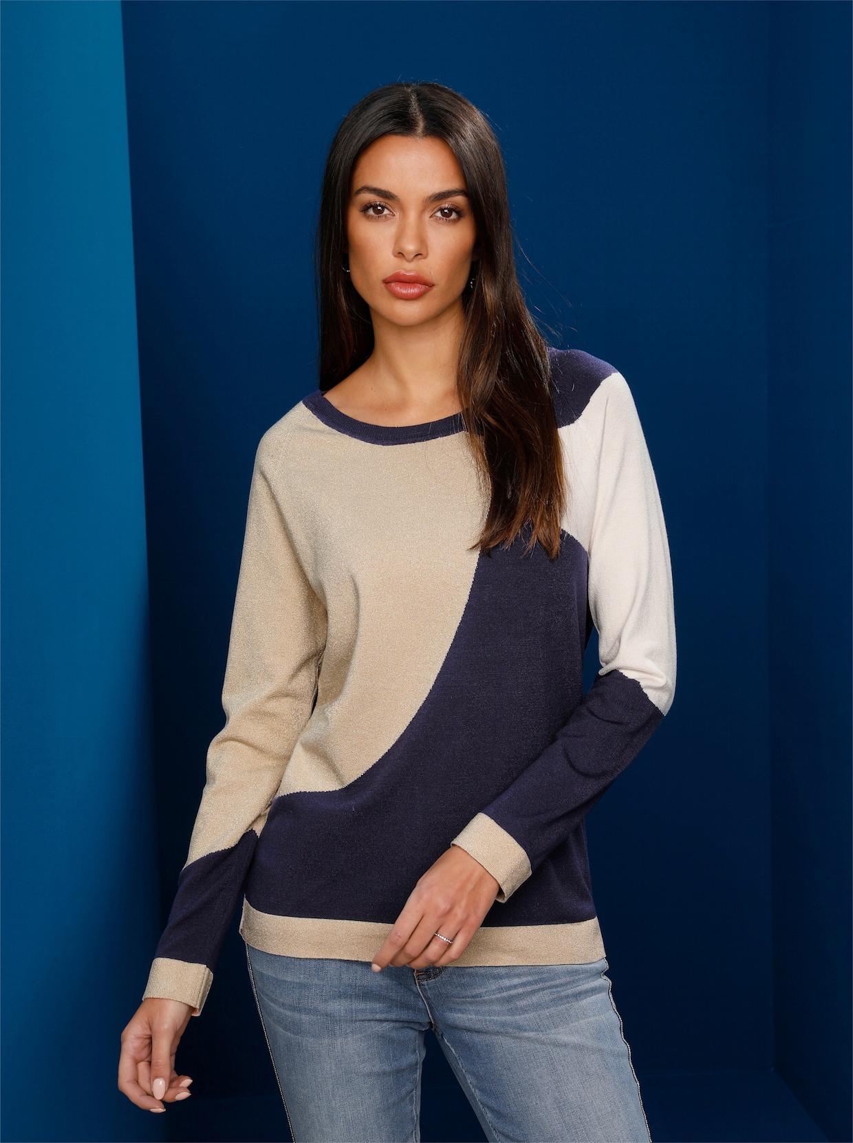 heine Pullover - zand gedessineerd