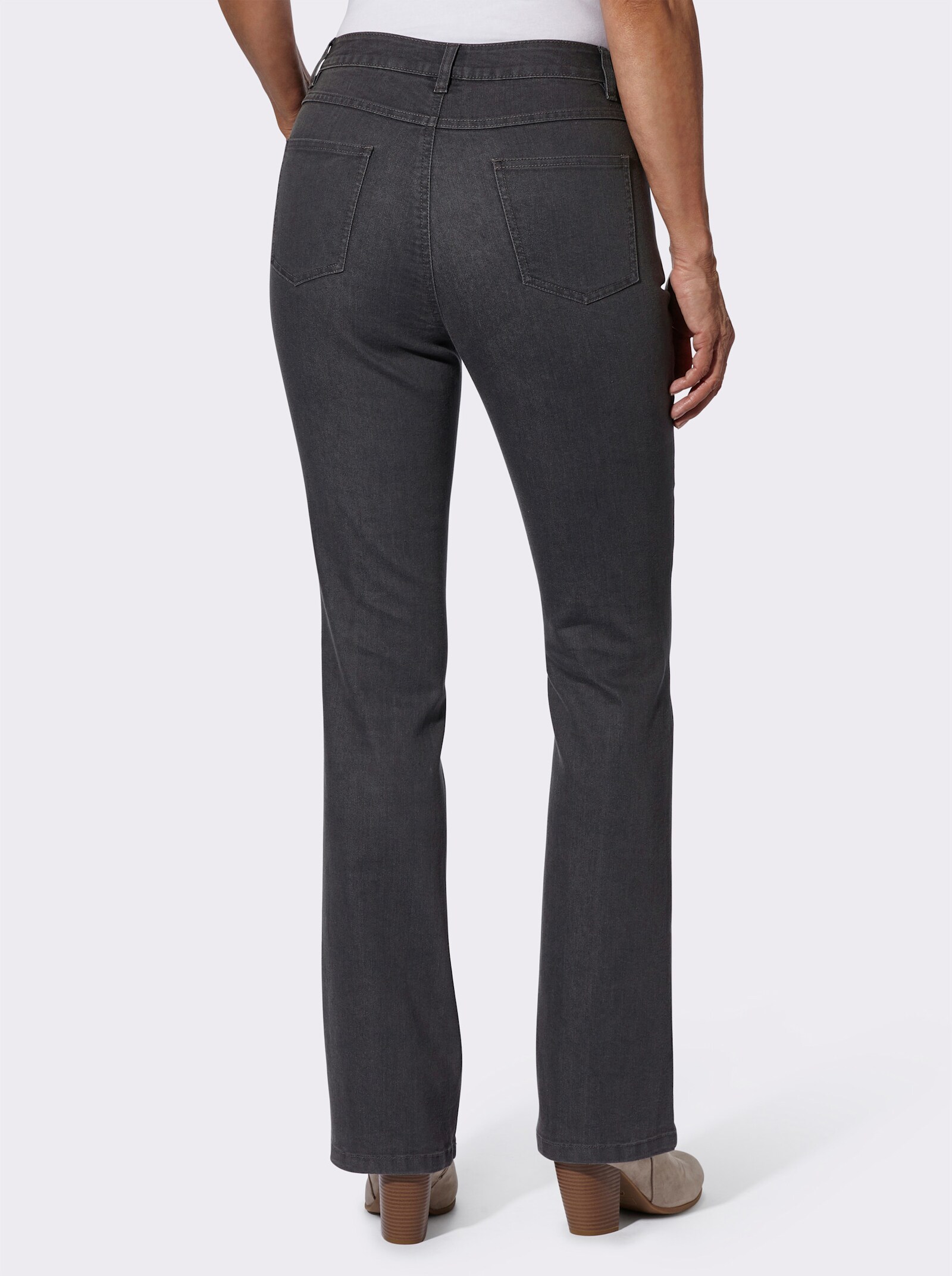 Džínsy bootcut, odšité zámiky - sivá džínsovina