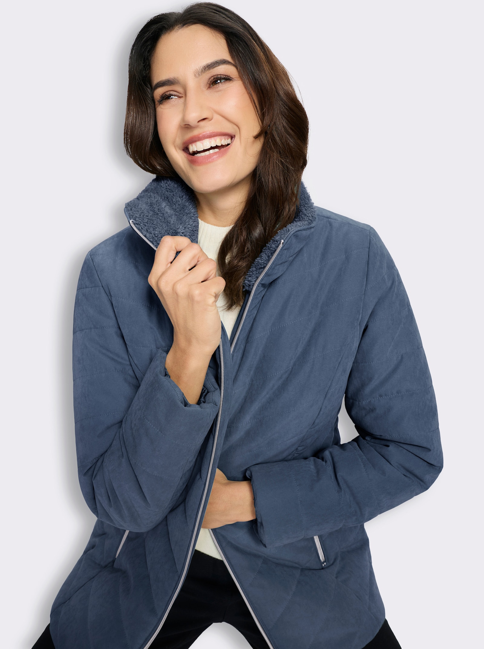  Steppjacke mit Teddyfleece-Futter - rauchblau