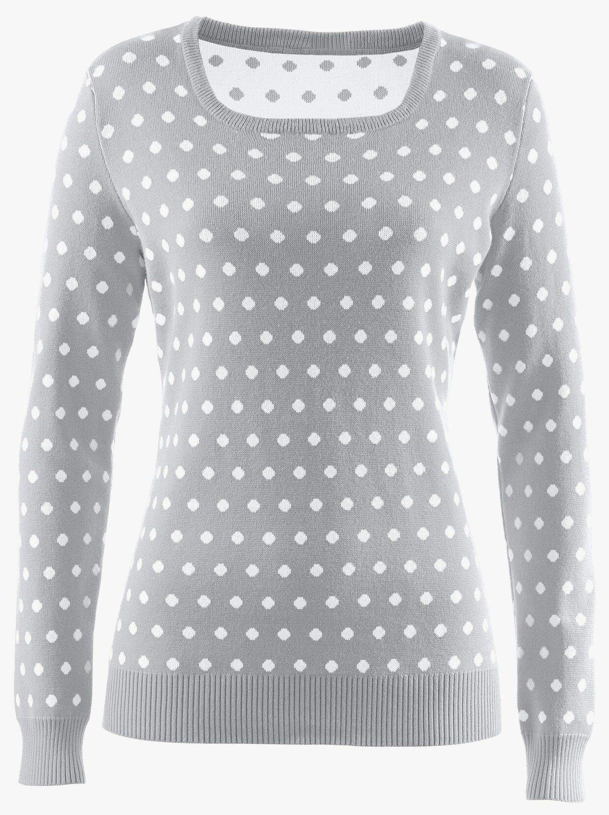 Pletený svetr - šedá-bílá-puntík