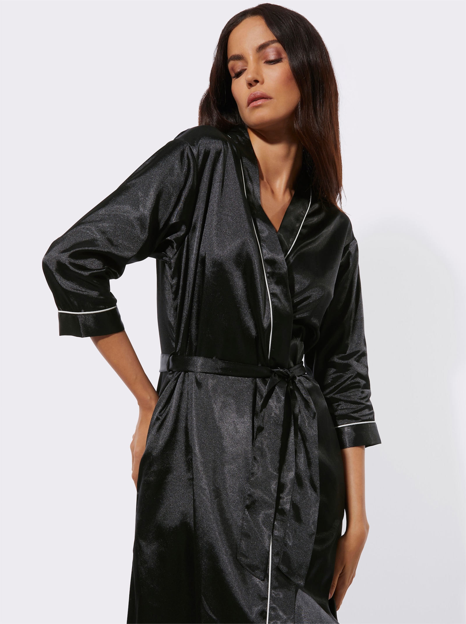 wäschepur Robe de chambre - noir-écru