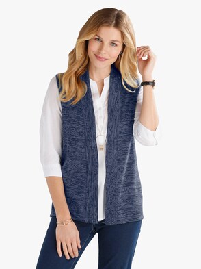 Strickweste - marine-meliert