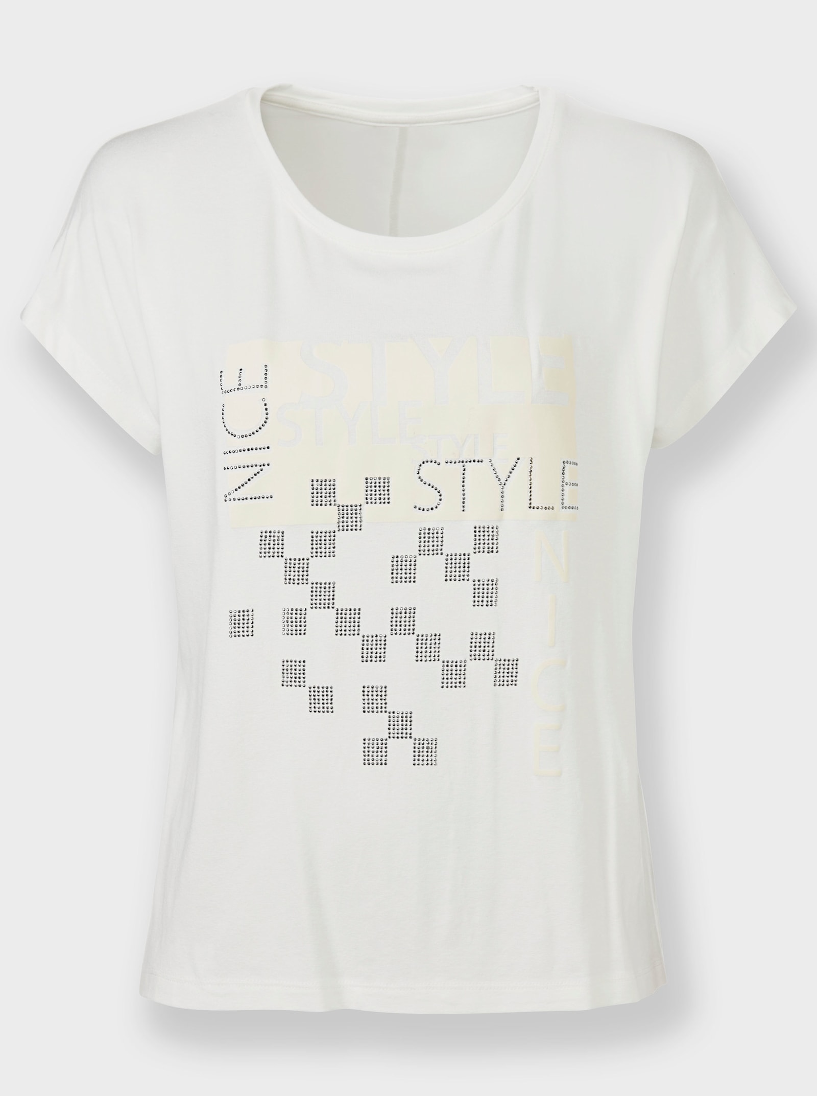 heine Rundhalsshirt mit Glitzersteinchen - ecru