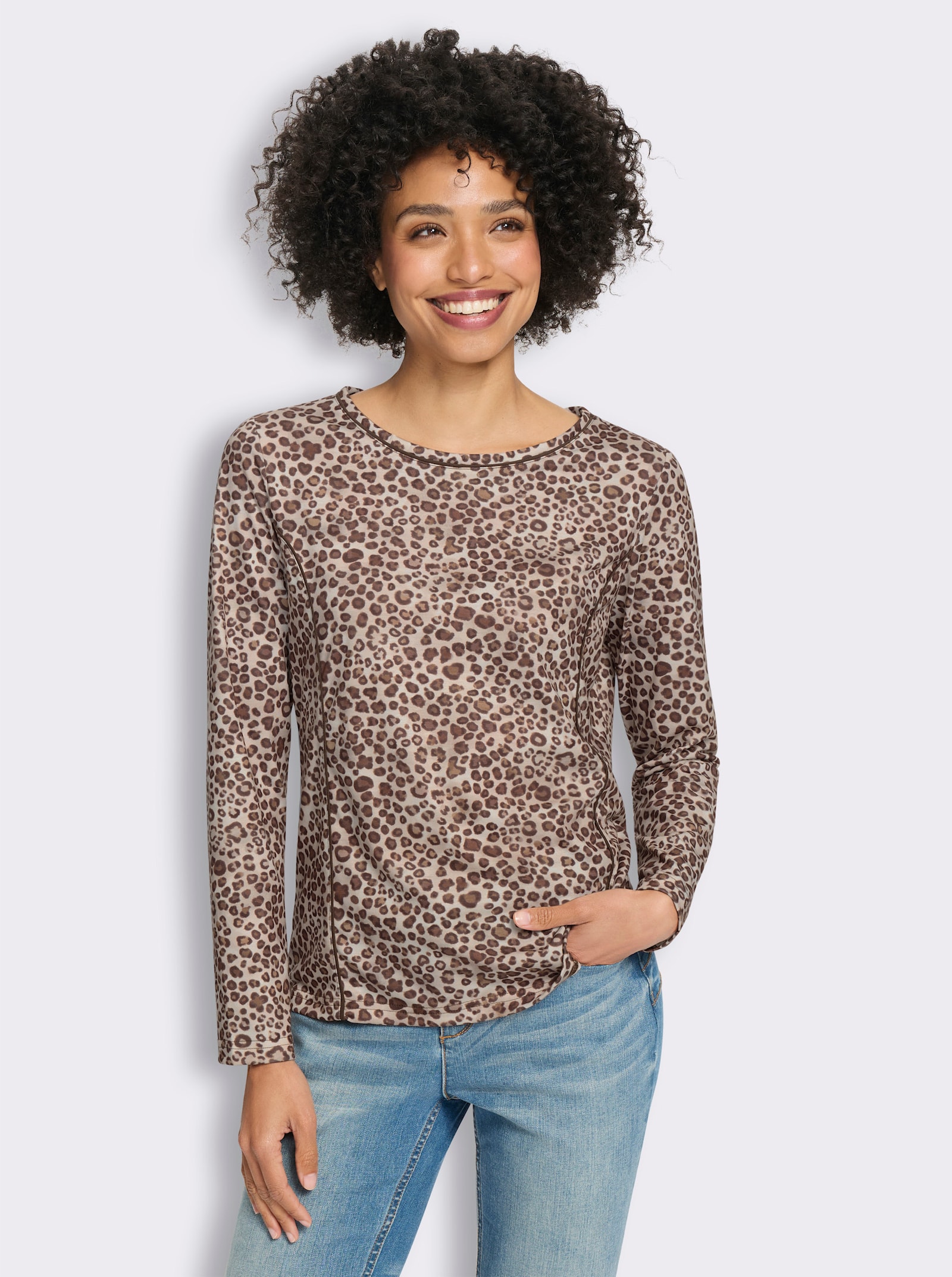 heine Print-Shirt - champagner-schoko-bedruckt