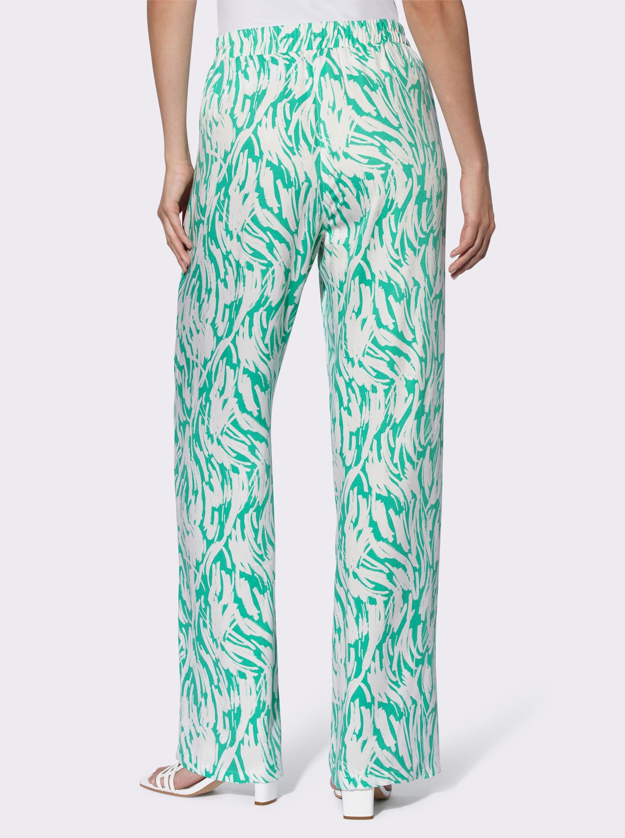 heine Pantalon imprimé - bleu-vert-blanc imprimé