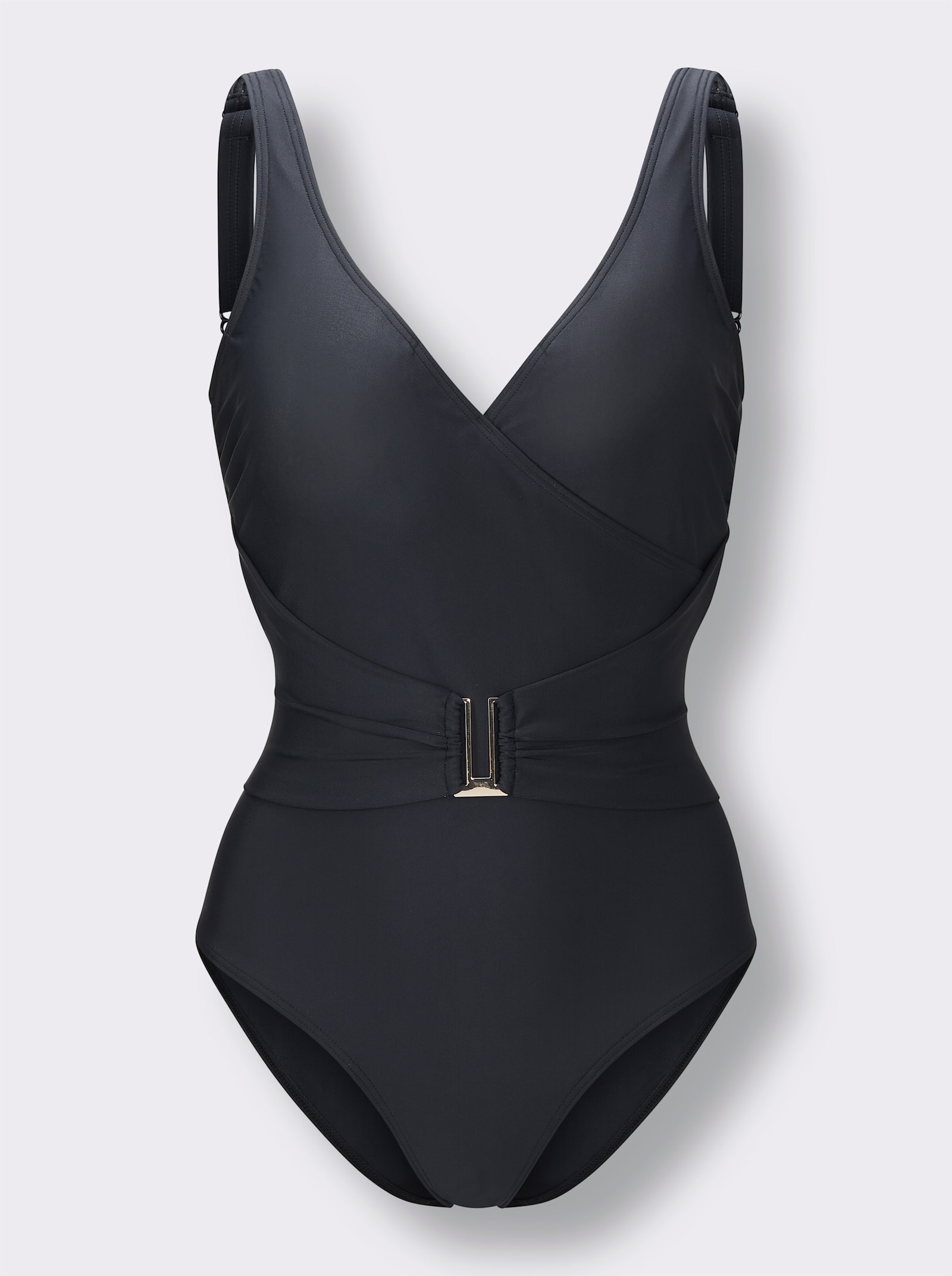 feel good Badeanzug mit glänzendem Zierelement - schwarz