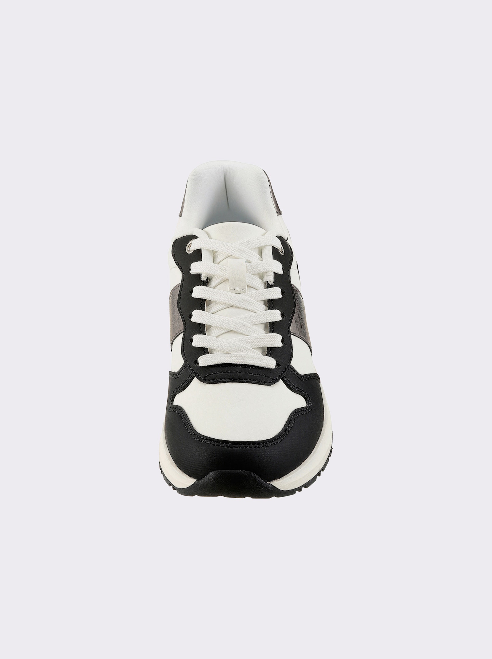 heine Sneaker mit Metallic-Akzenten - weiß-schwarz-altsilber
