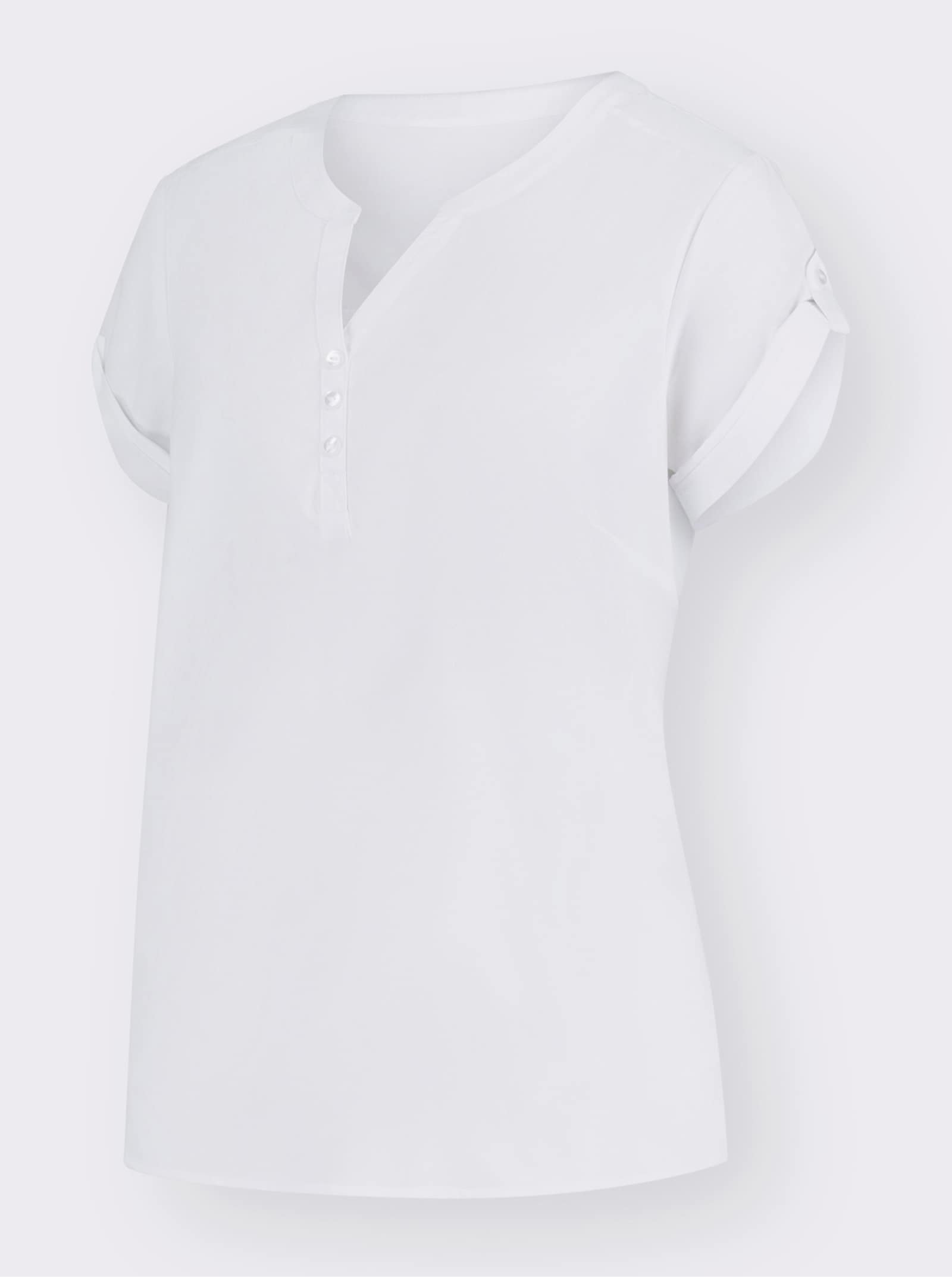 Kurzarmbluse mit Rückenfalte - weiß