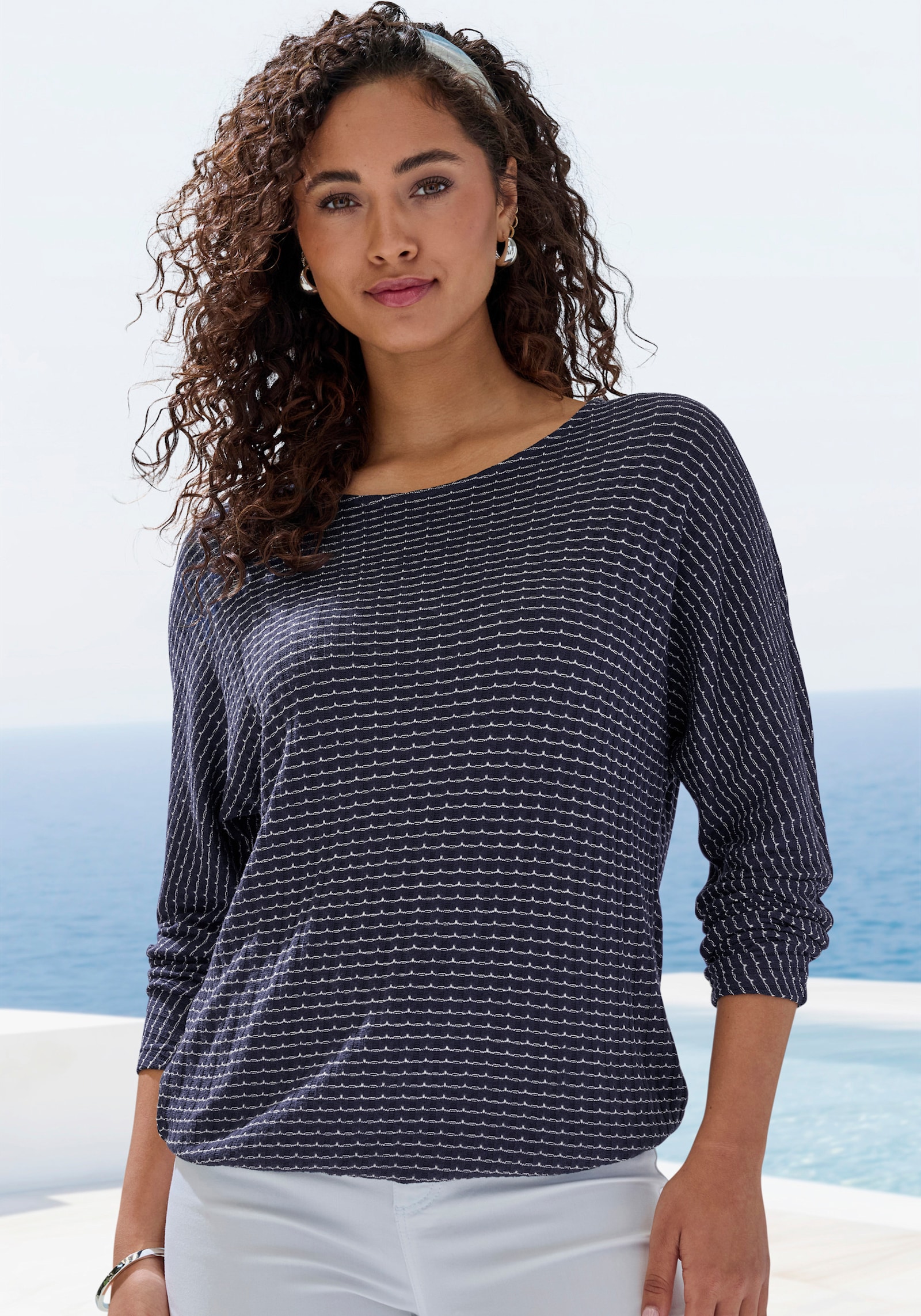 Vivance Shirt met lange mouwen - navy, crème