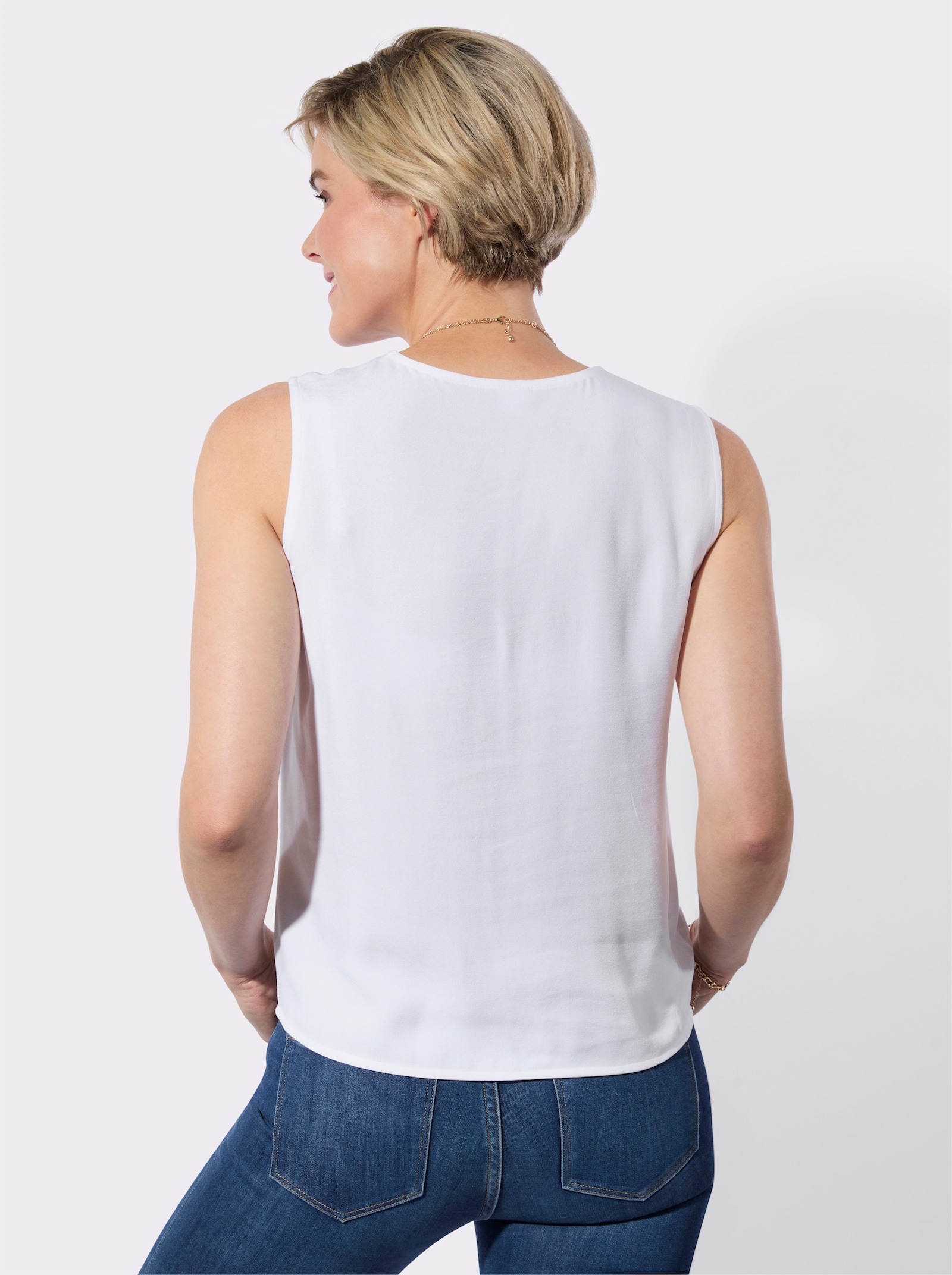 Blousetop met geknoopte zoom - wit