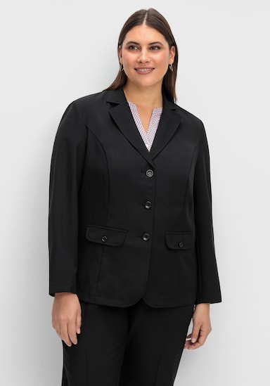 Blusenblazer mit Wiener Nähten - schwarz