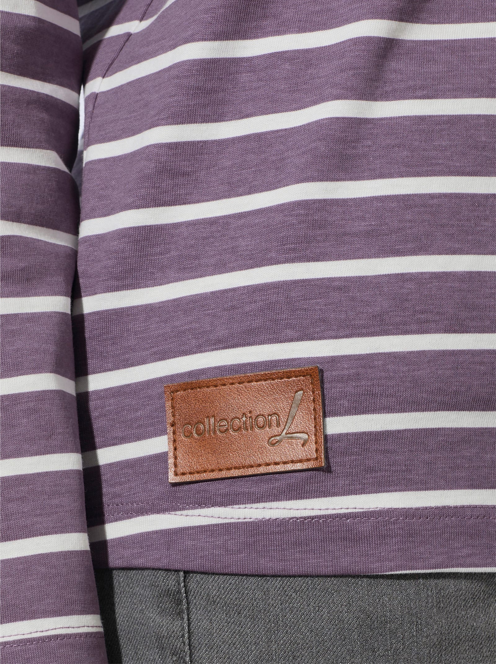 Ringelshirt mit U-Boot-Ausschnitt - feige-ecru-geringelt