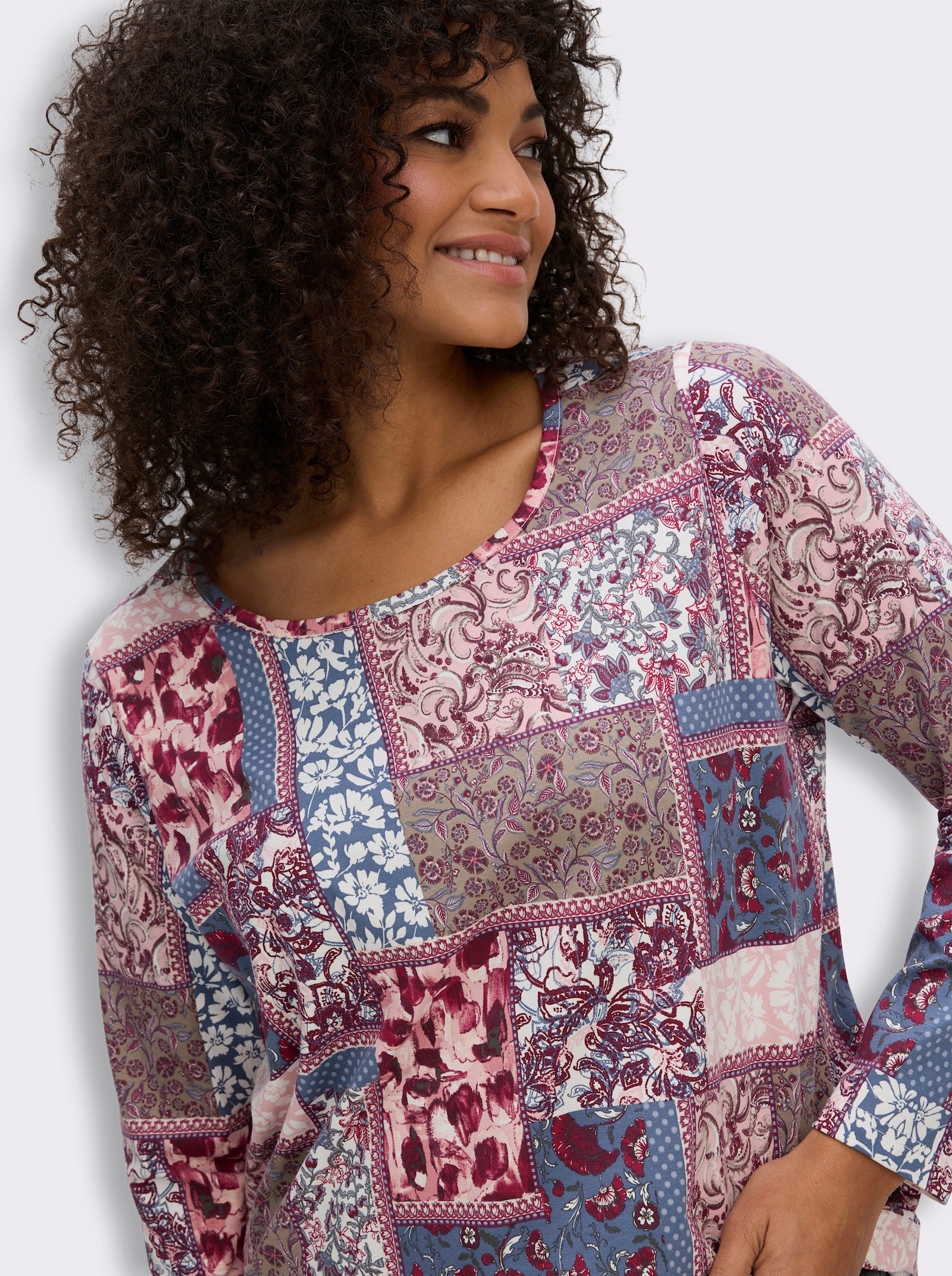 Print-Shirt - hortensie-taubenblau-bedruckt