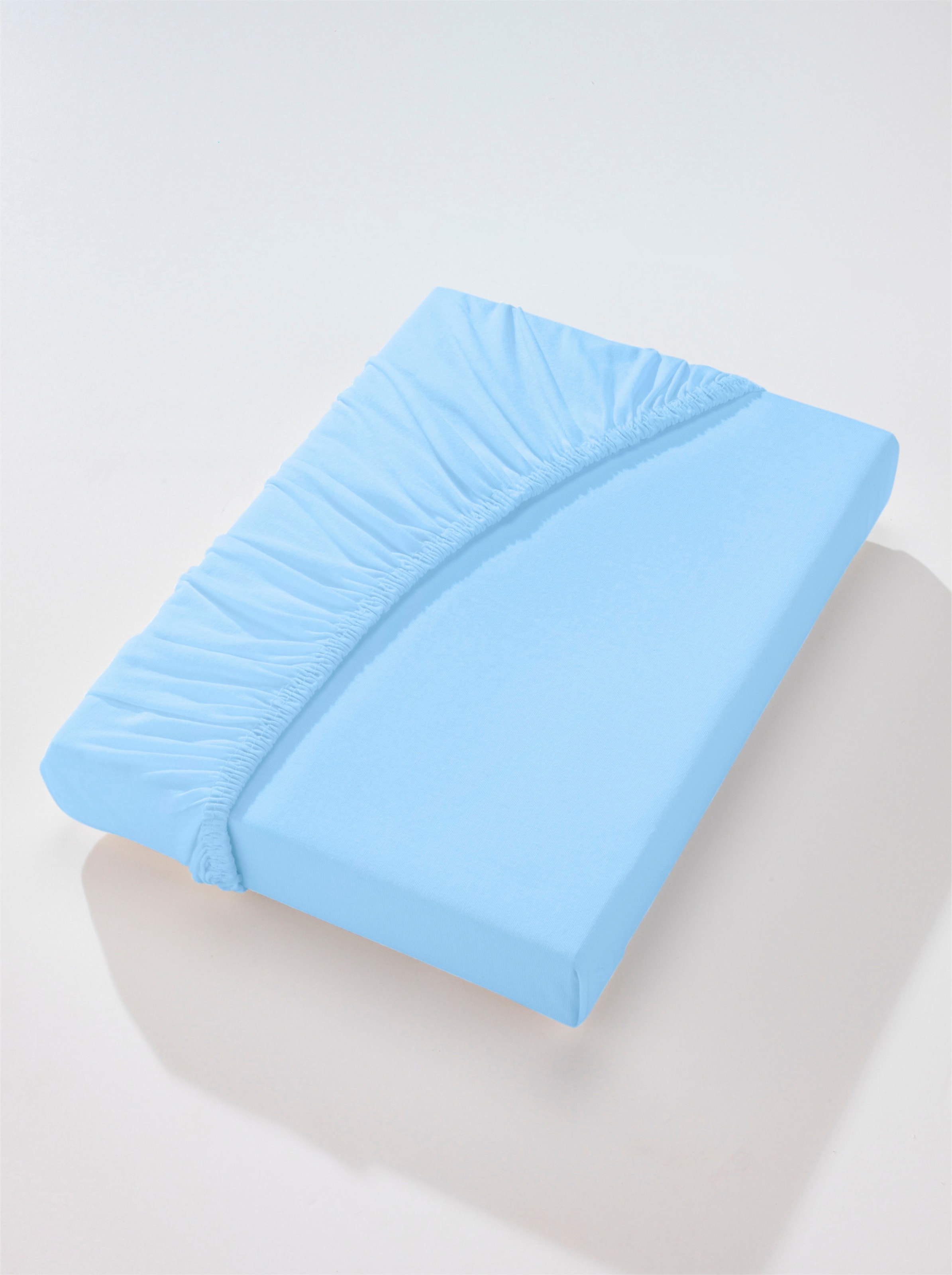 XS 2 günstig Kaufen-Spannbetttuch in hellblau von wäschepur. Spannbetttuch in hellblau von wäschepur <![CDATA[Spannbetttuch in bügelfreier Jersey-Elasthan-Qualität. Erhältlich für 2 Matratzenhöhen: bis zu 10 cm (besonders geeignet für Topper bei Boxspringbett