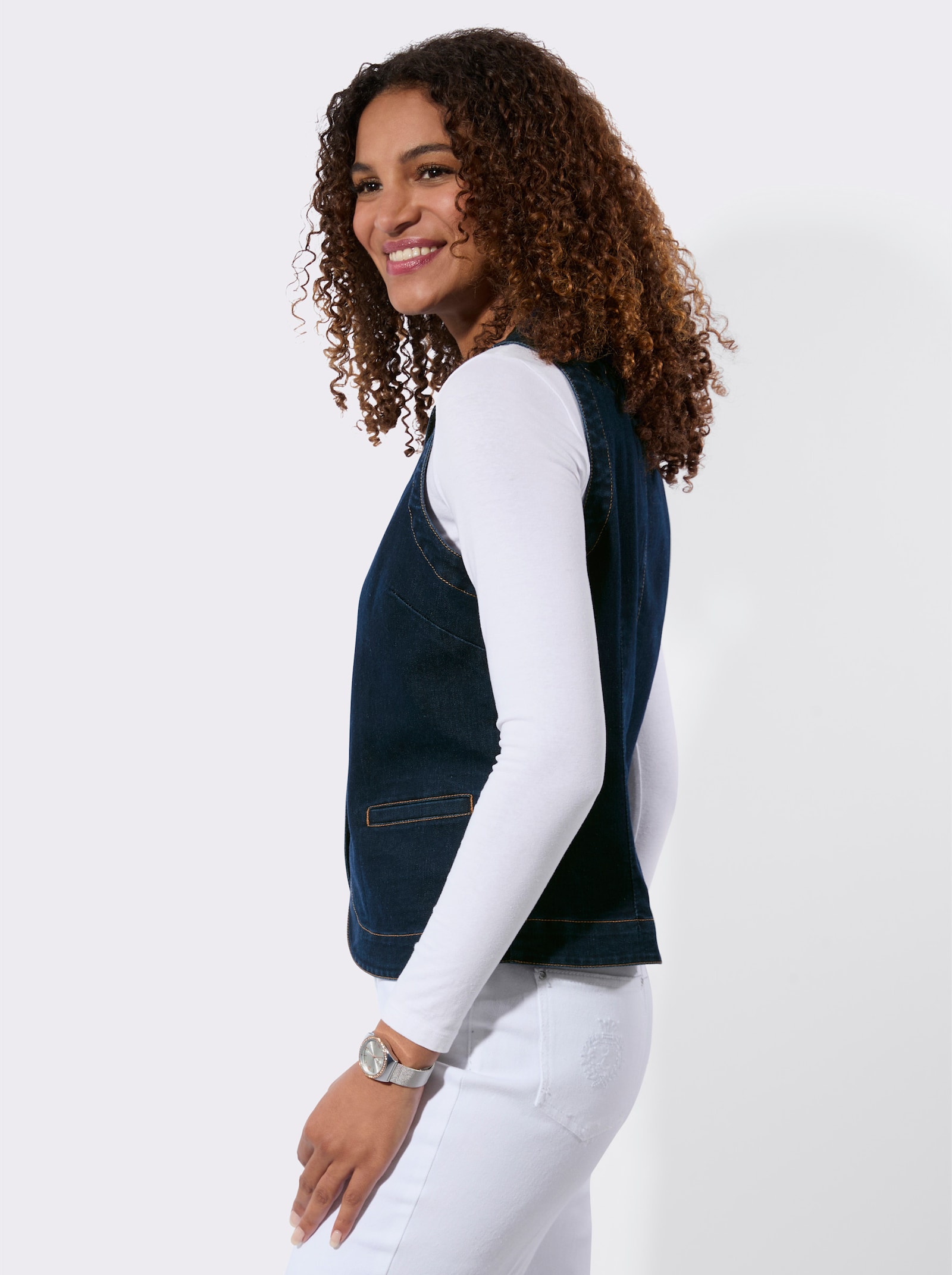 Jeansweste mit Leistentaschen - dark blue