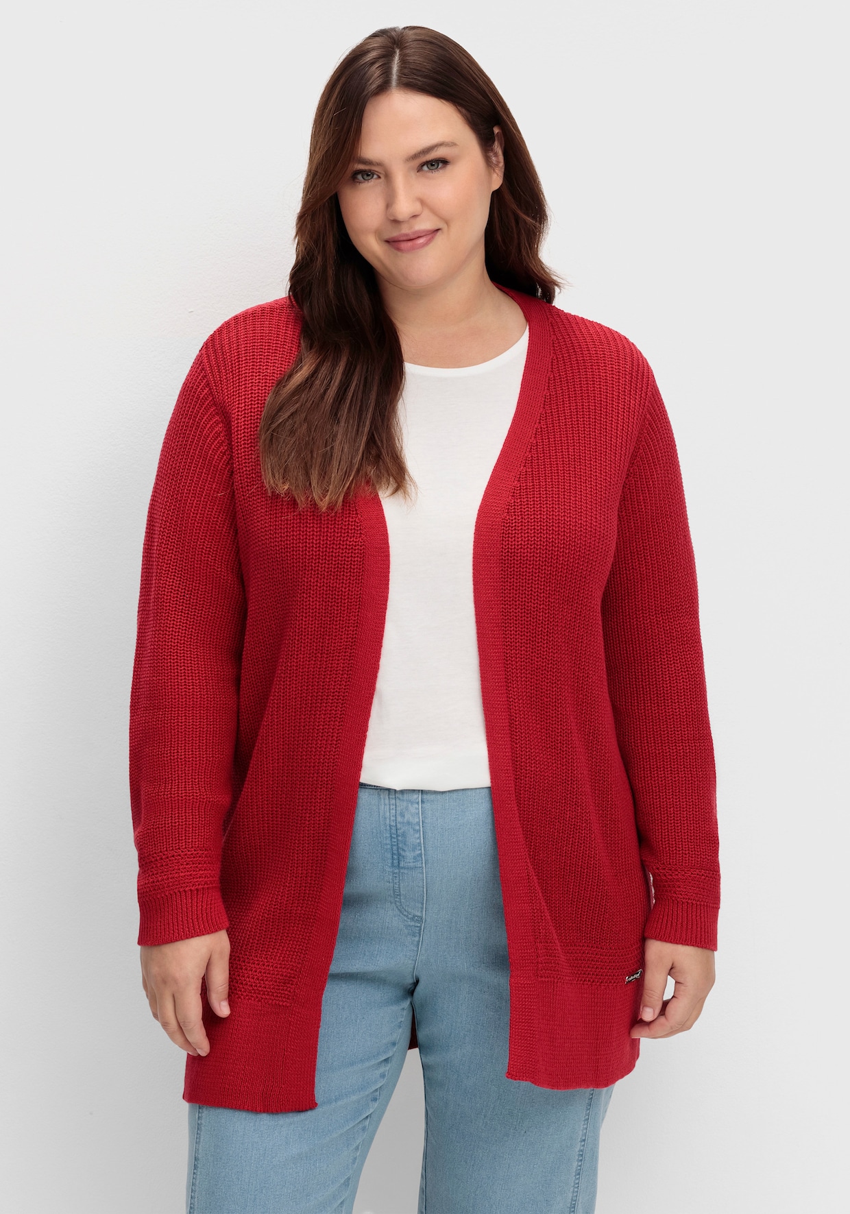 Longstrickjacke in passformgerechter Verarbeitung - rot