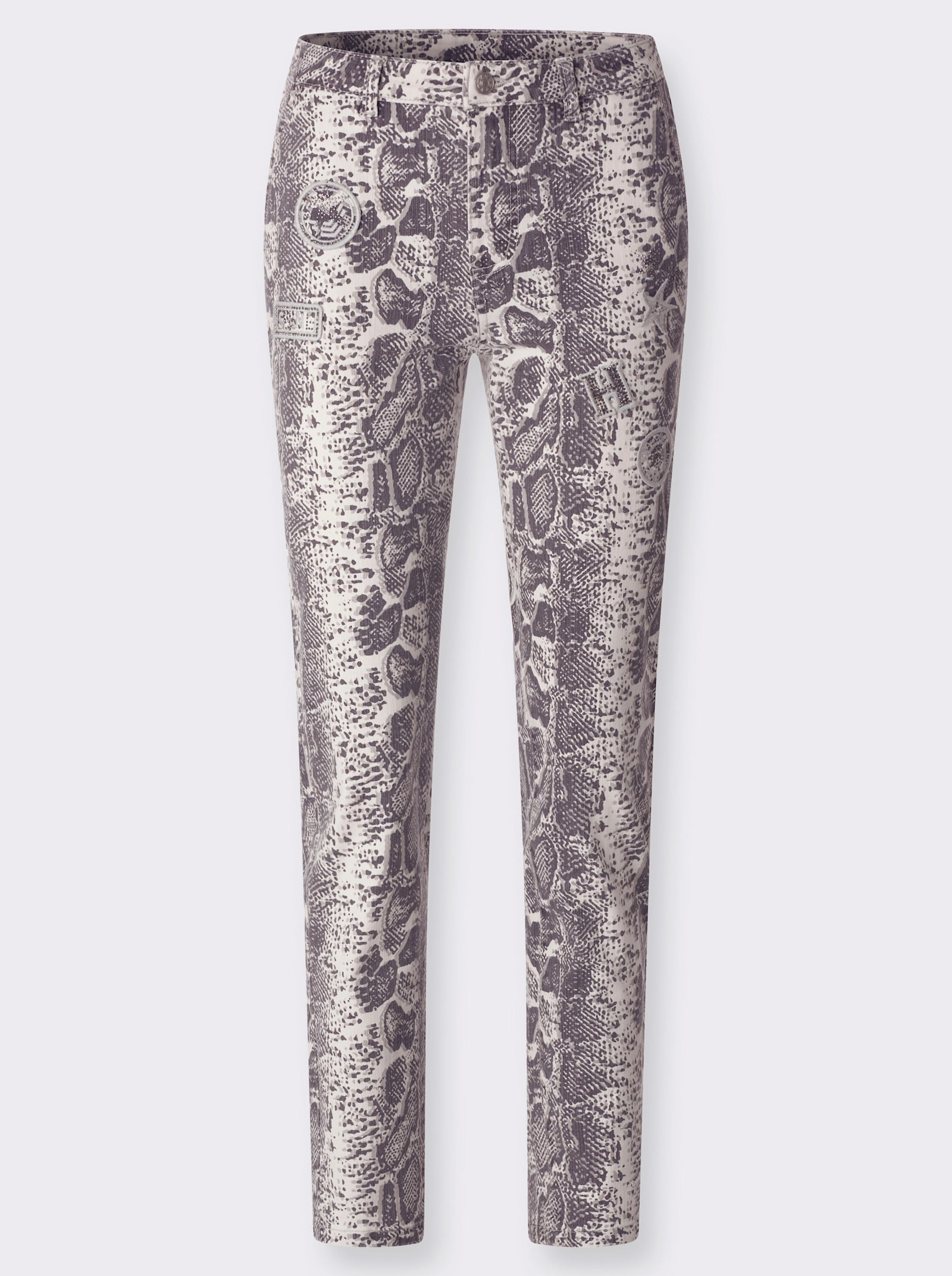 heine Druckhose mit Verzierungen - hellgrau-bedruckt