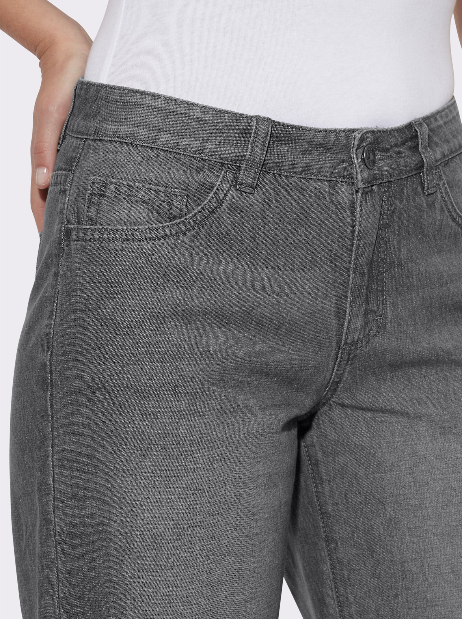 heine 5-Pocket-Jeans in Barrel-Form - stone-grey-denim