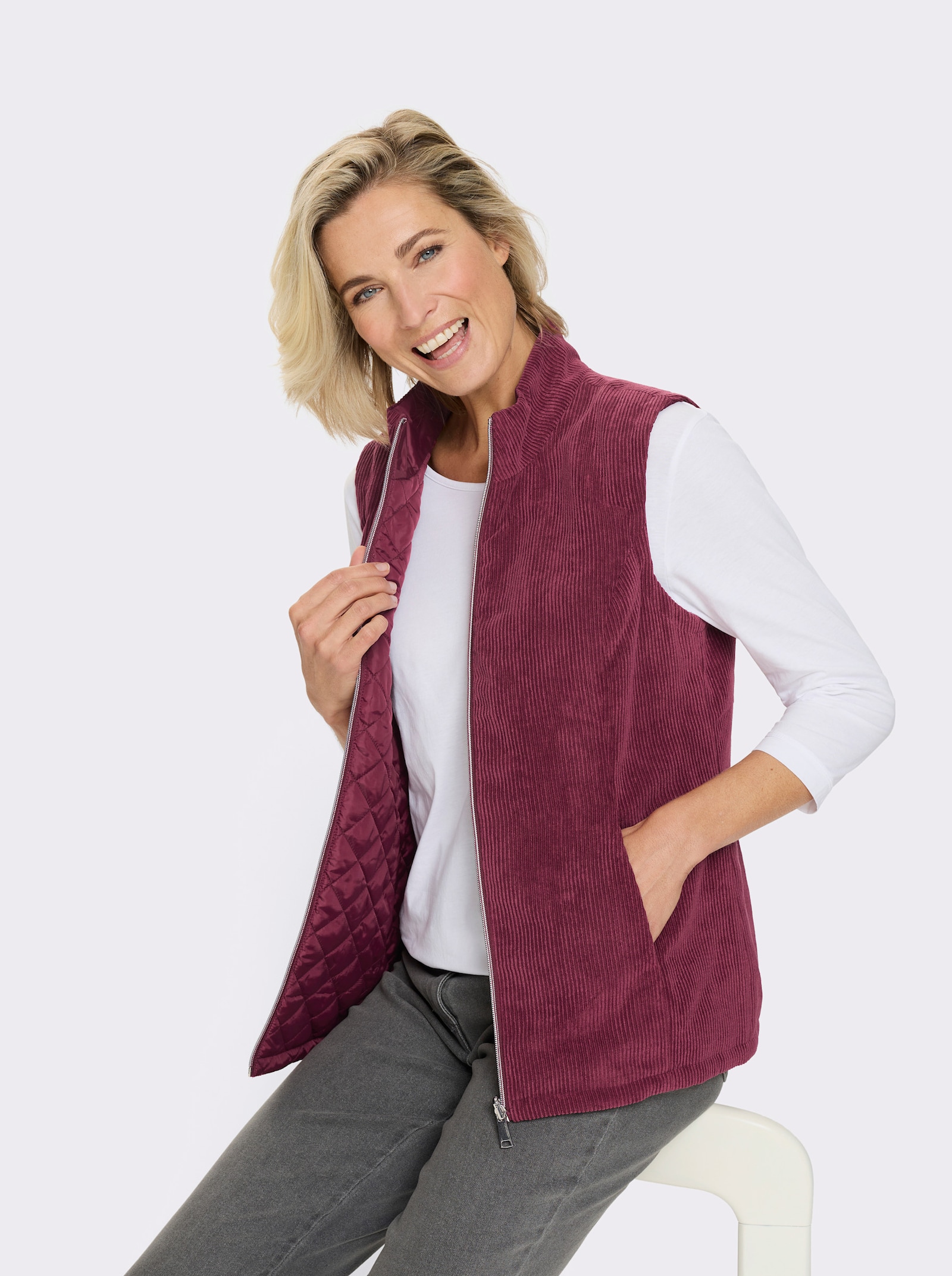 Wendeweste mit Stehkragen - bordeaux