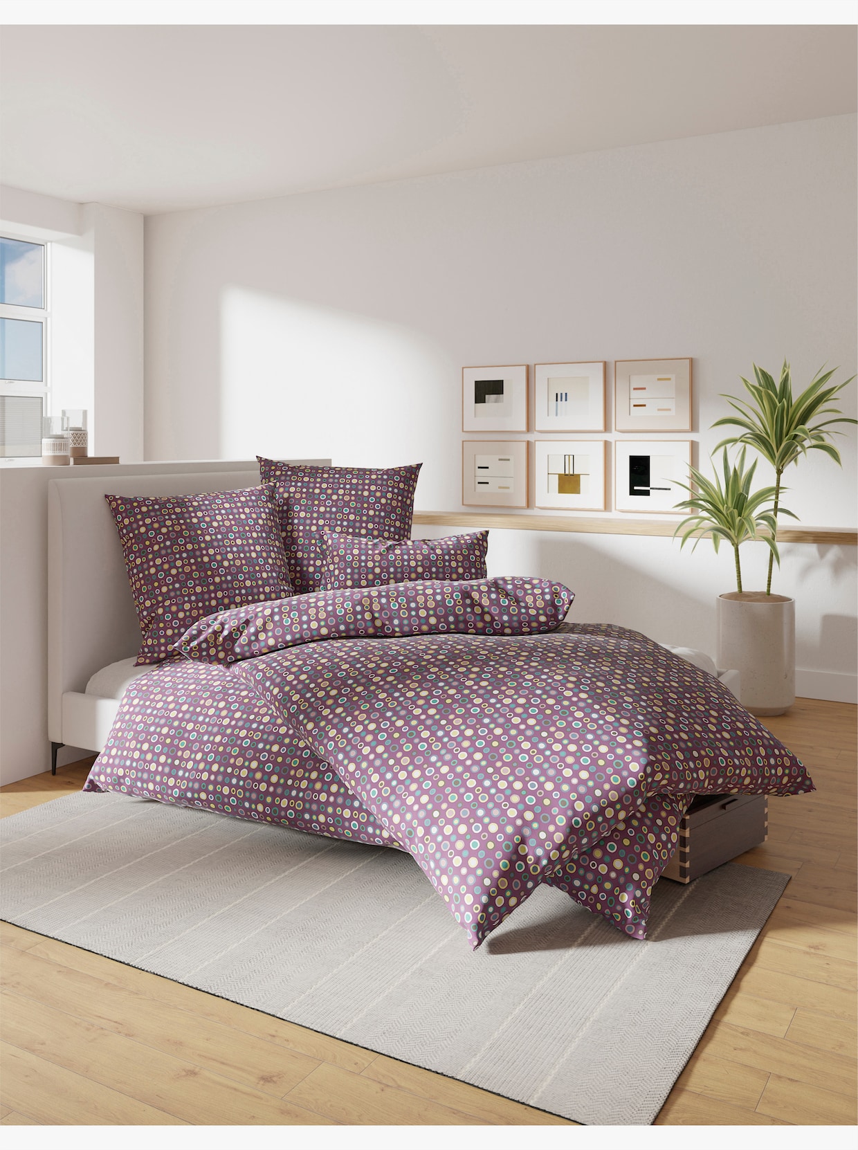 wäschepur Bettwäsche mit Kreise-Motiven - violett-hortensie-bedruckt
