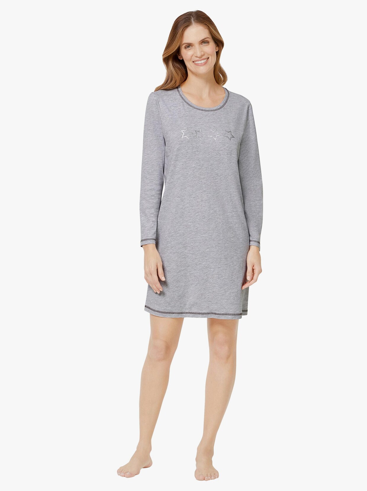 wäschepur Langarm-Sleepshirts - grau + grau-gestreift