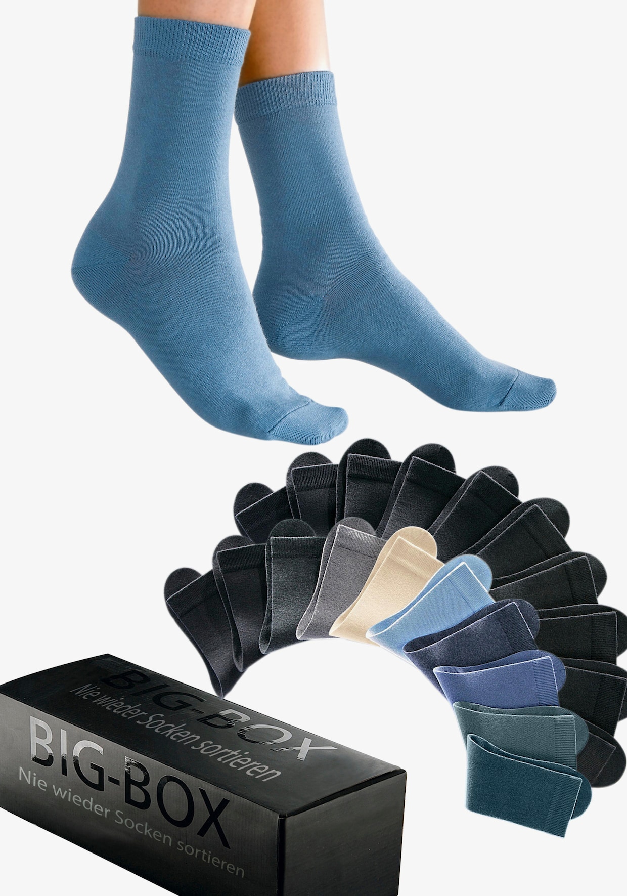 Go in chaussettes basiques - 6x bleu, 1x beige, 1x gris, 1x anthracite, 11x noir