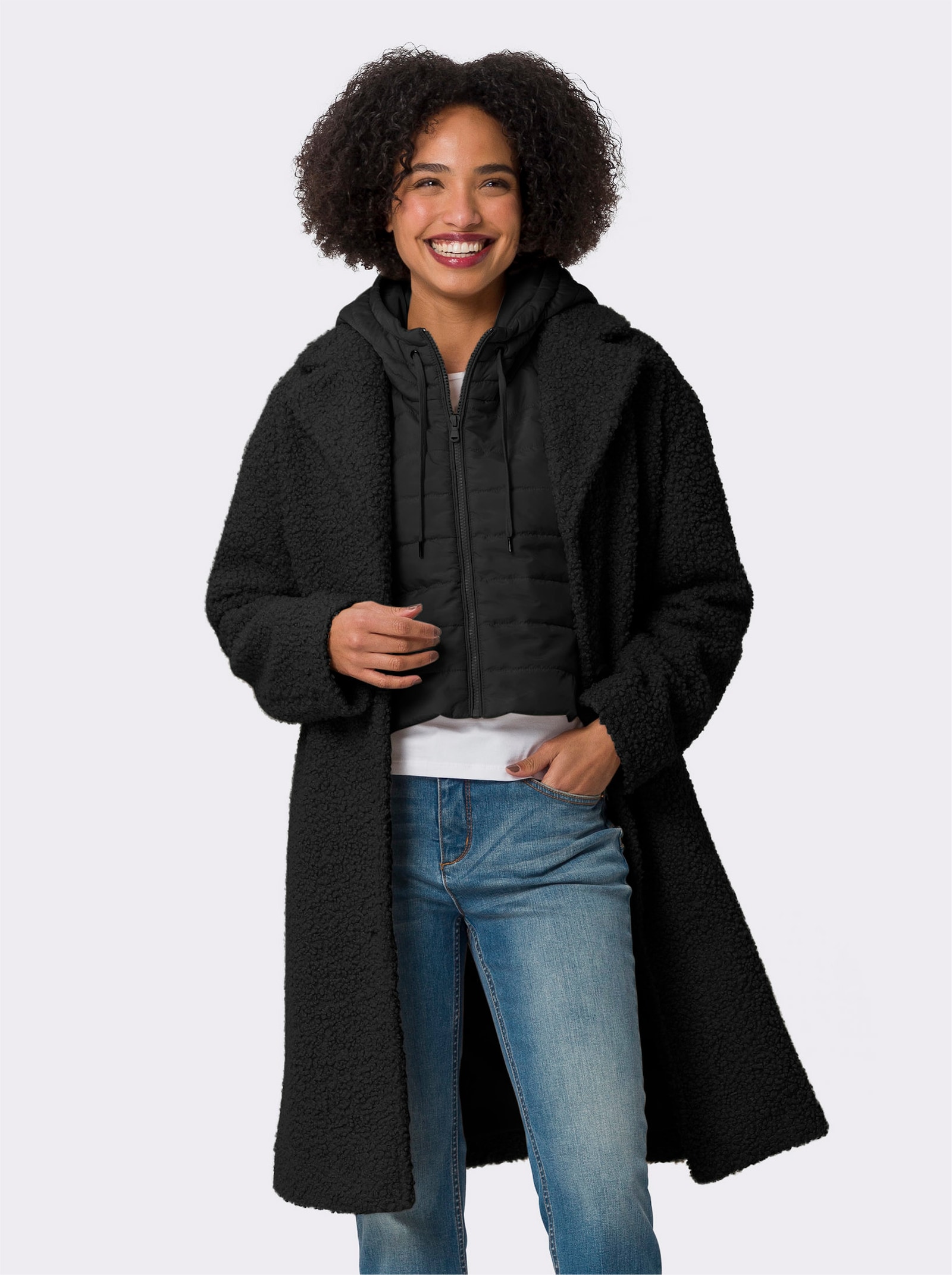 heine Kurzmantel mit herausnehmbarer Weste - schwarz