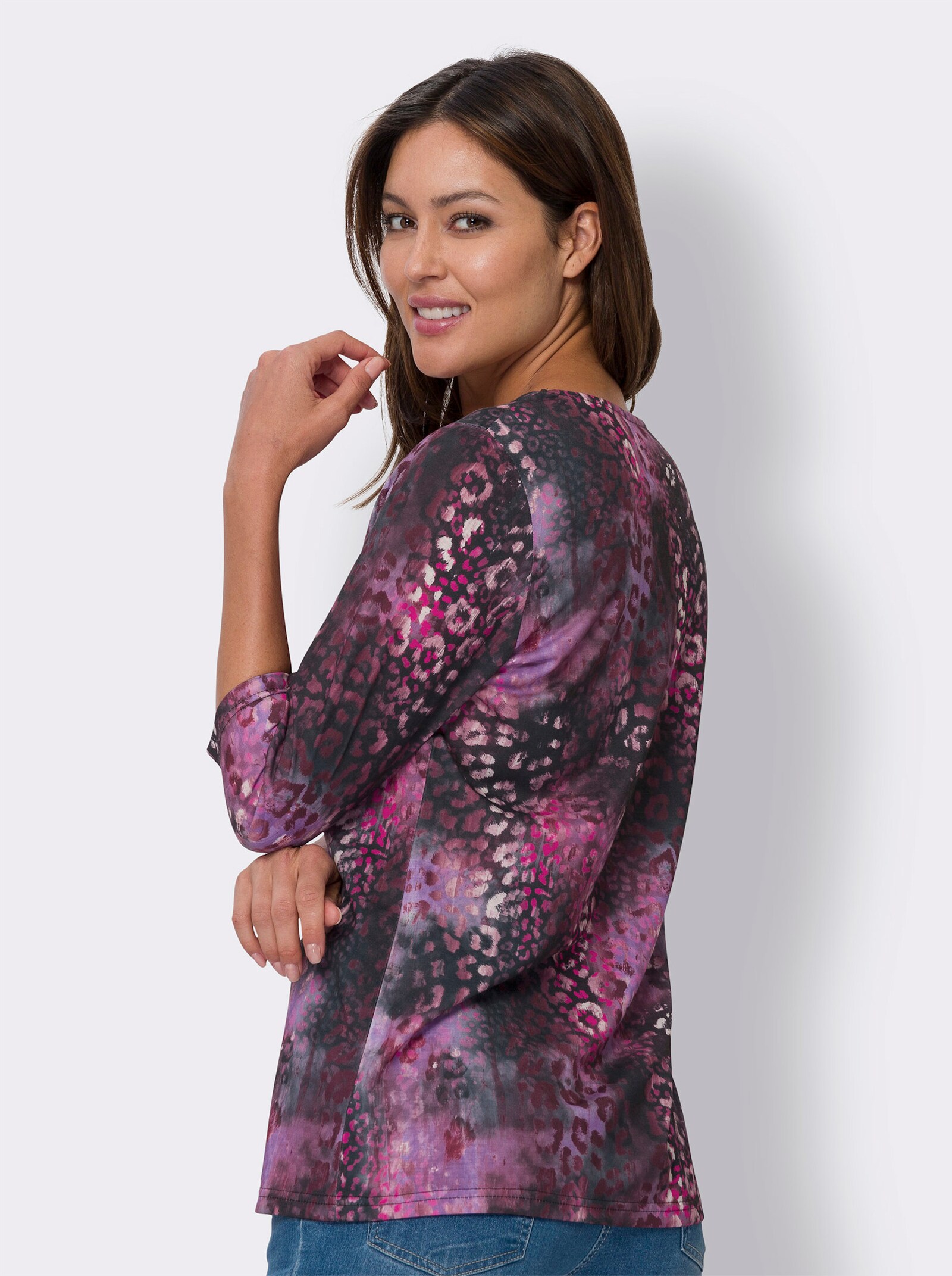 Longshirt im Animal-Print - bordeaux-lavendel-bedruckt