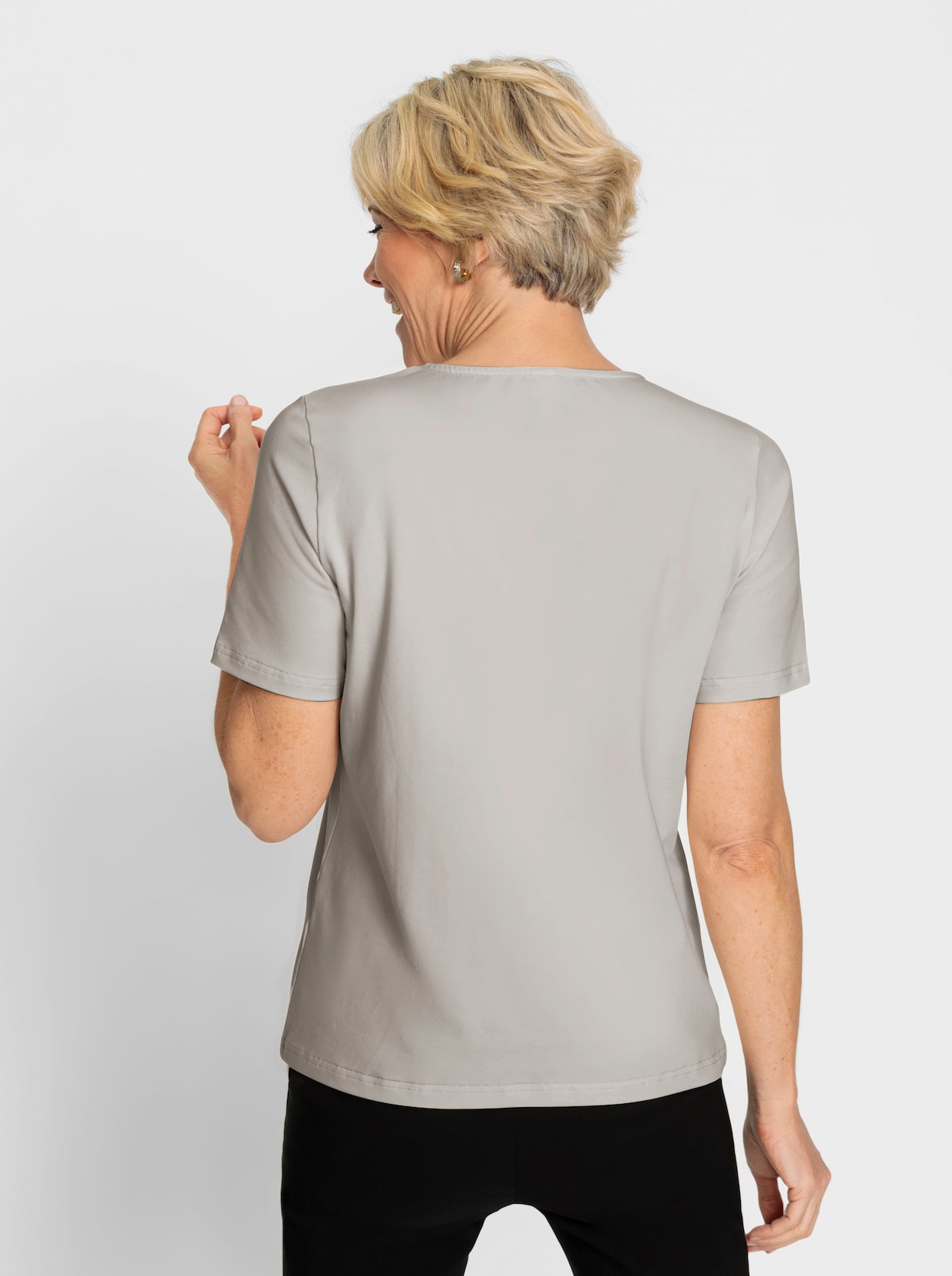 Shirt met ronde hals - lichtgrijs