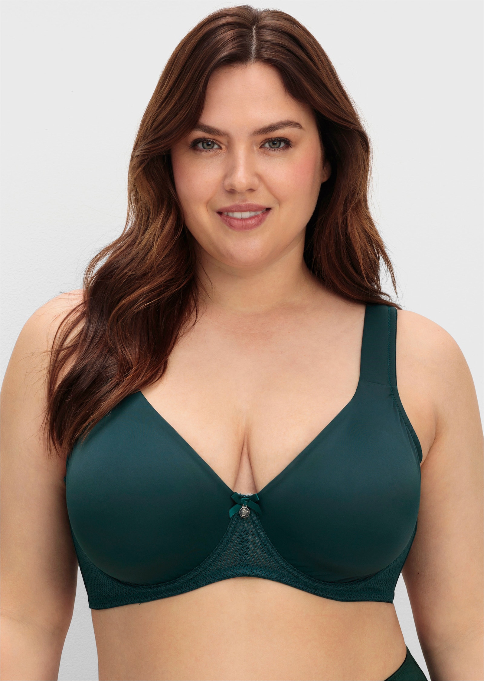 sheego Bügel-BH mit nahtlosen Cups - tiefgrün