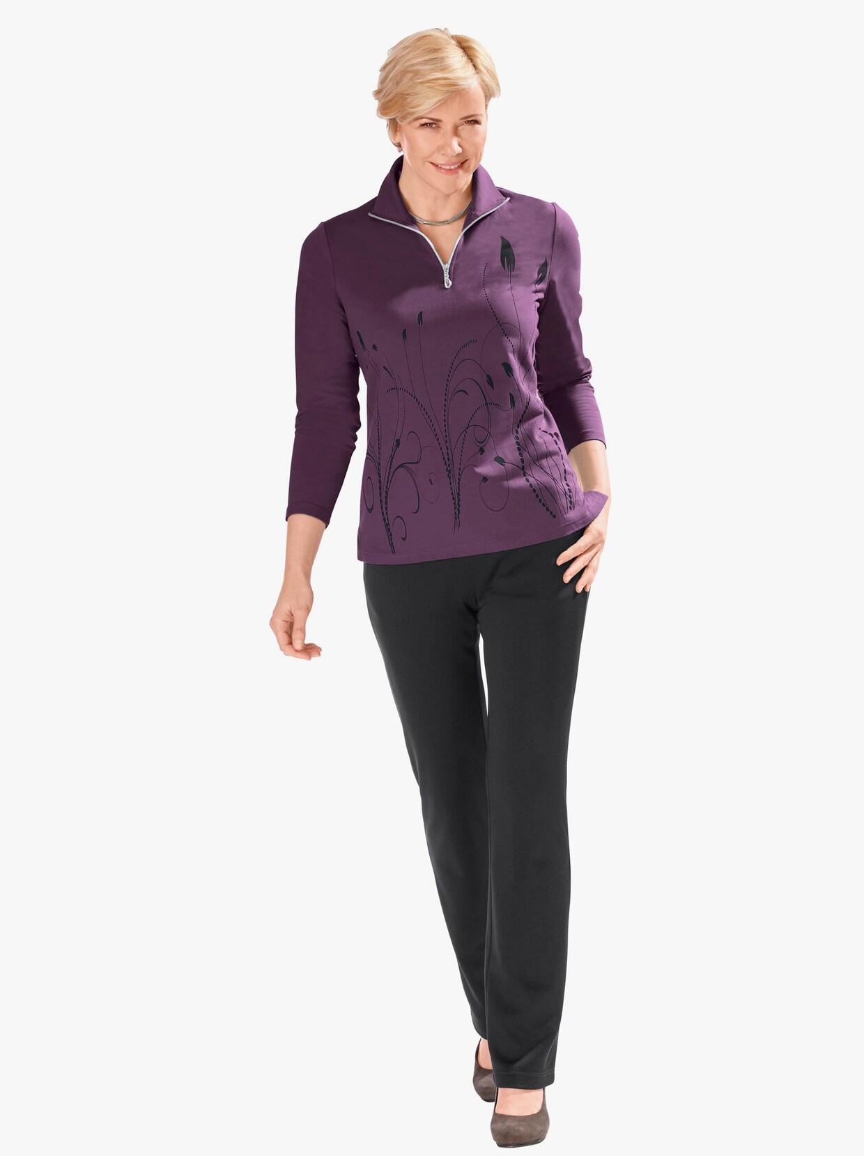 Sweatshirt - prune gedessineerd