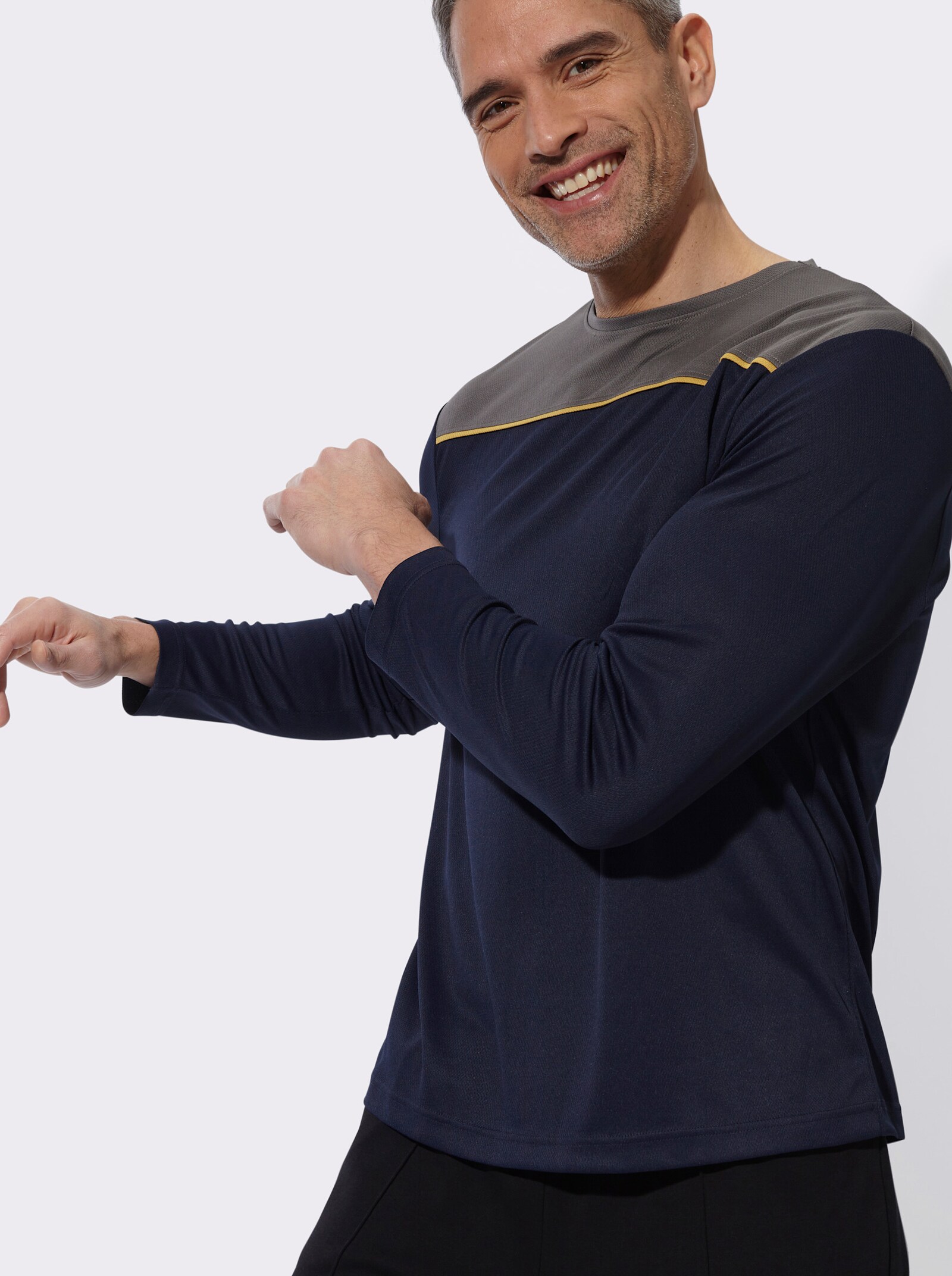 Freizeitshirt in atmungsaktiver Qualität - anthrazit-marine