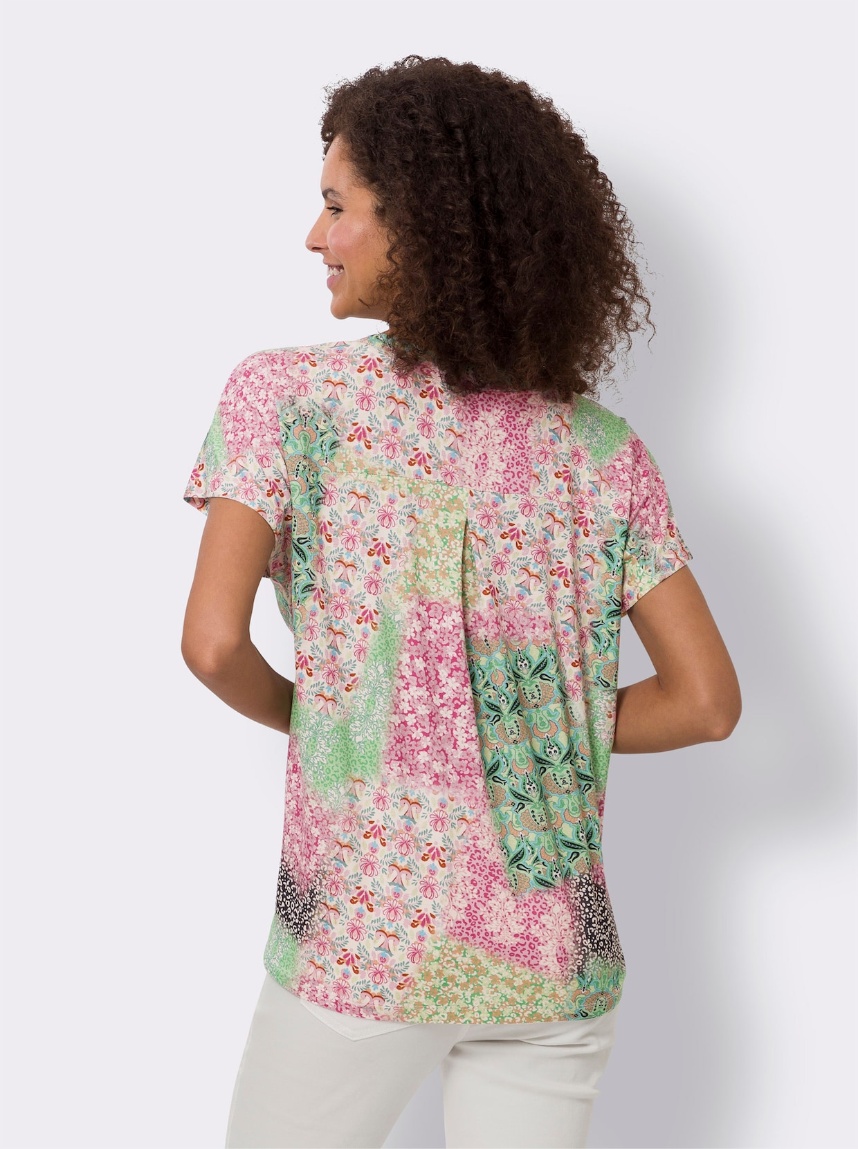 heine Blouseshirt - roze/jade bedrukt